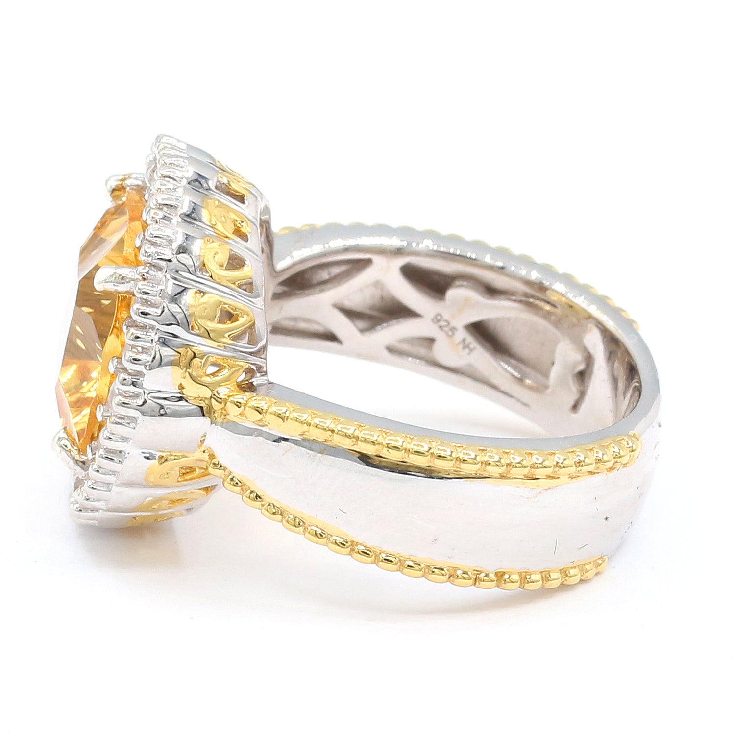 Gems en Vogue 4.34ctw Millennium Cut Citrine & White Zircon Ring