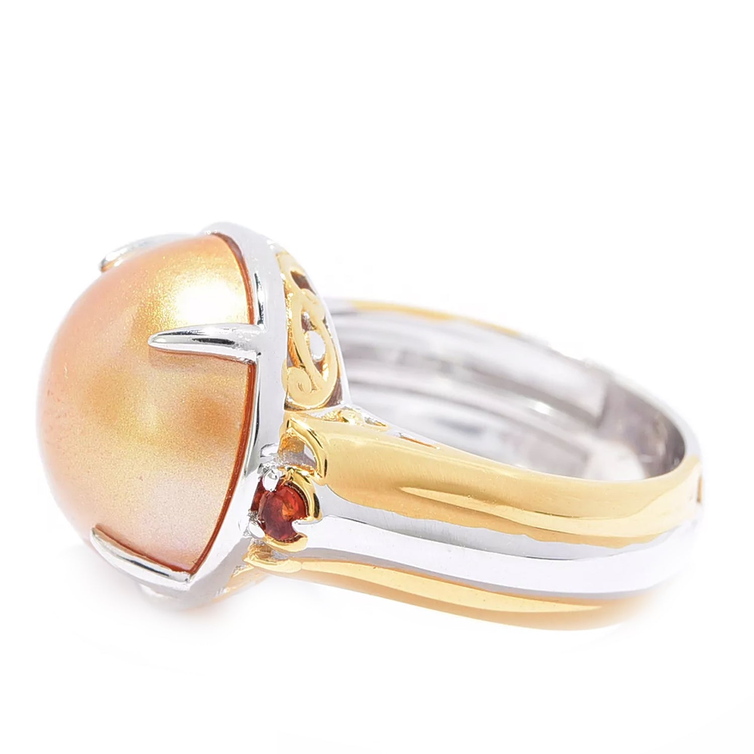 Gems en Vogue Golden Mabe Pearl & Citrine Ring