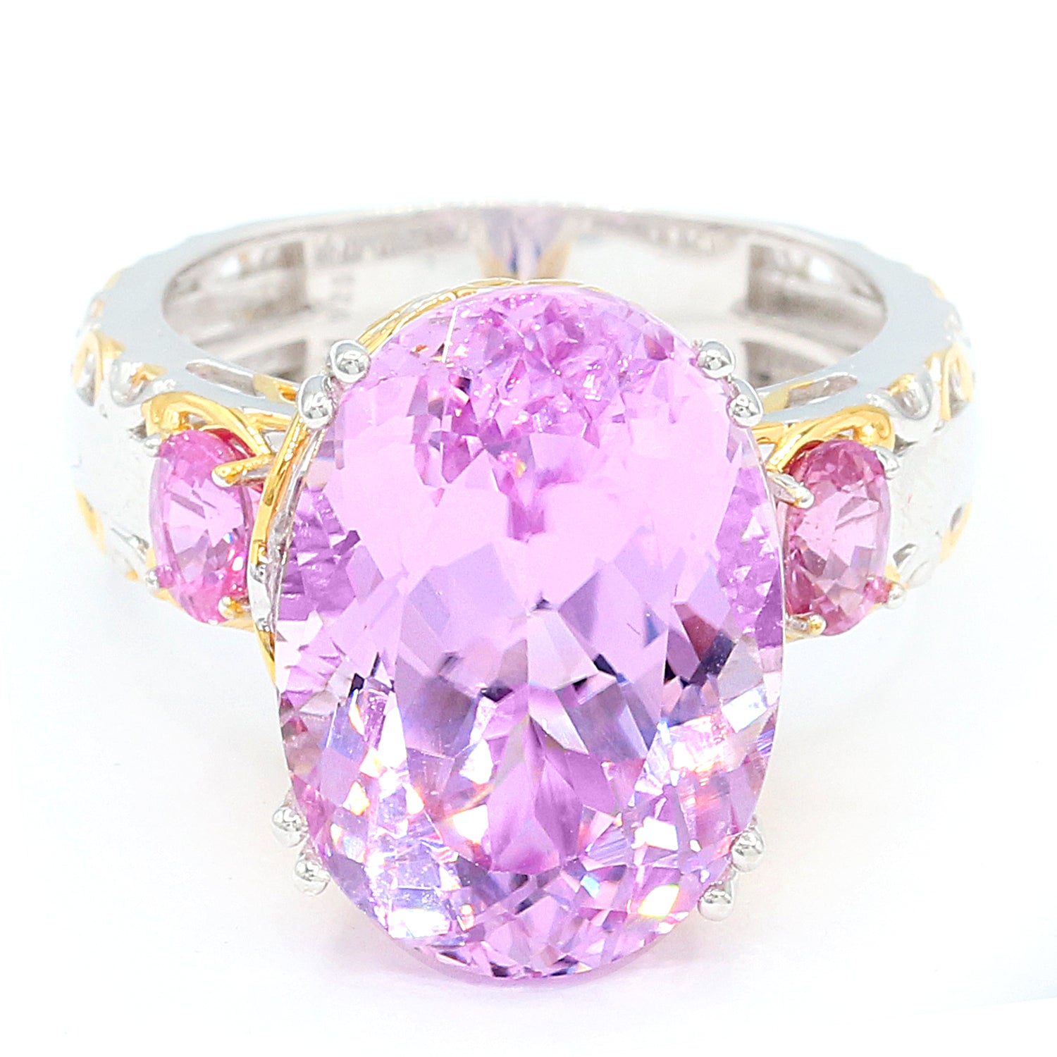 Gems en Vogue 17.35ctw Kunzite & Pink Sapphire Ring