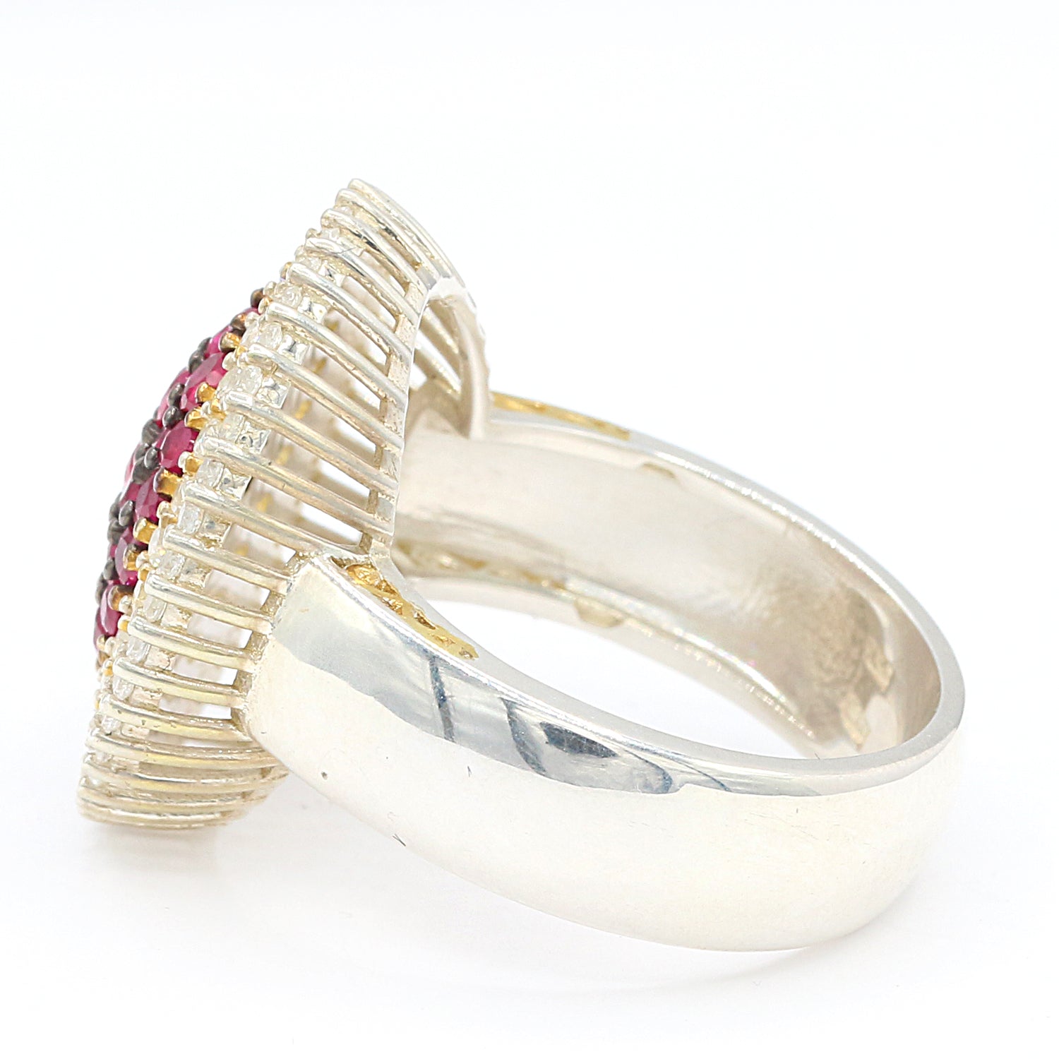 Gems en Vogue 2.34ctw Burmese Ruby & White Zircon Halo Ring