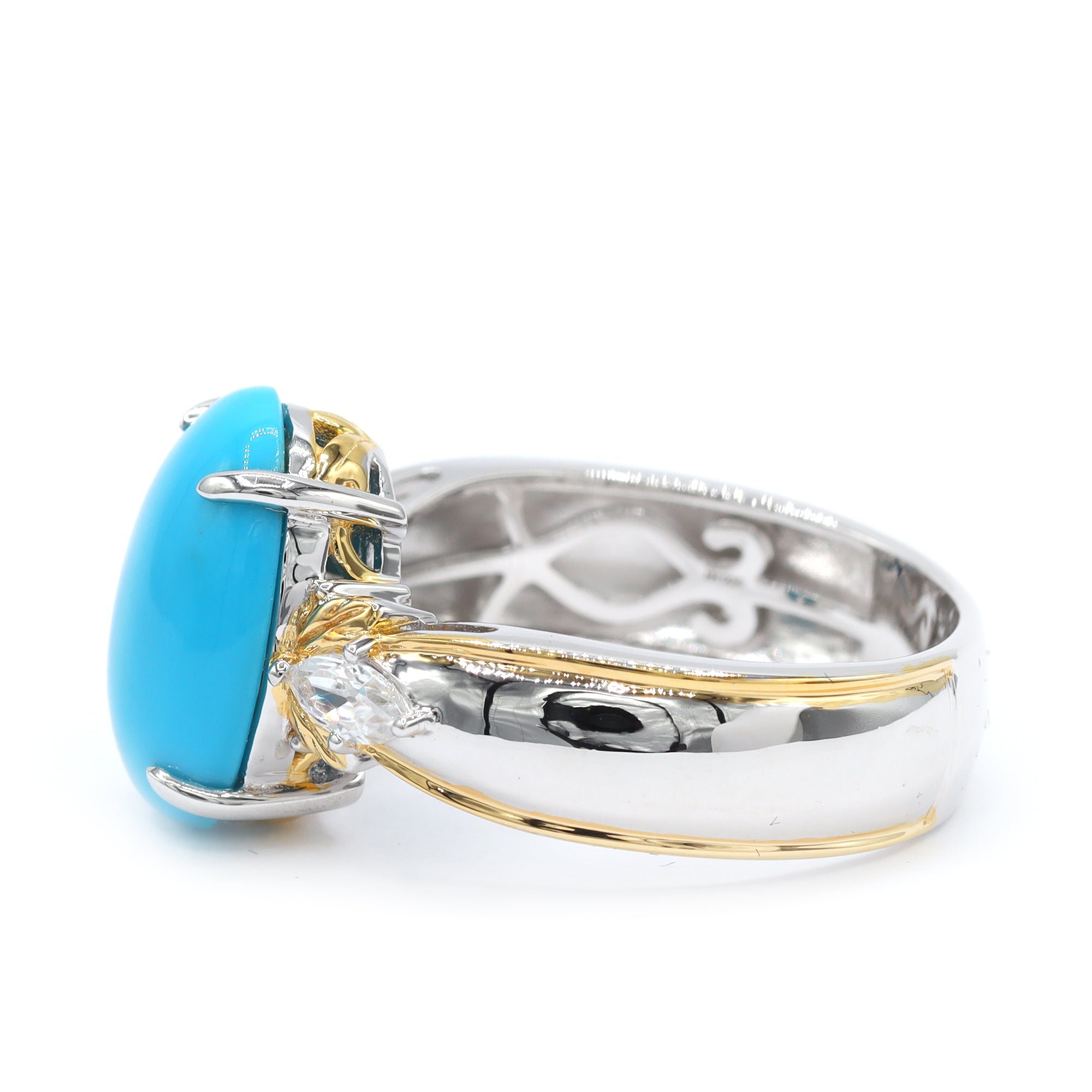 Bague Gems en Vogue en forme de poire avec turquoise Sleeping Beauty et zircon blanc