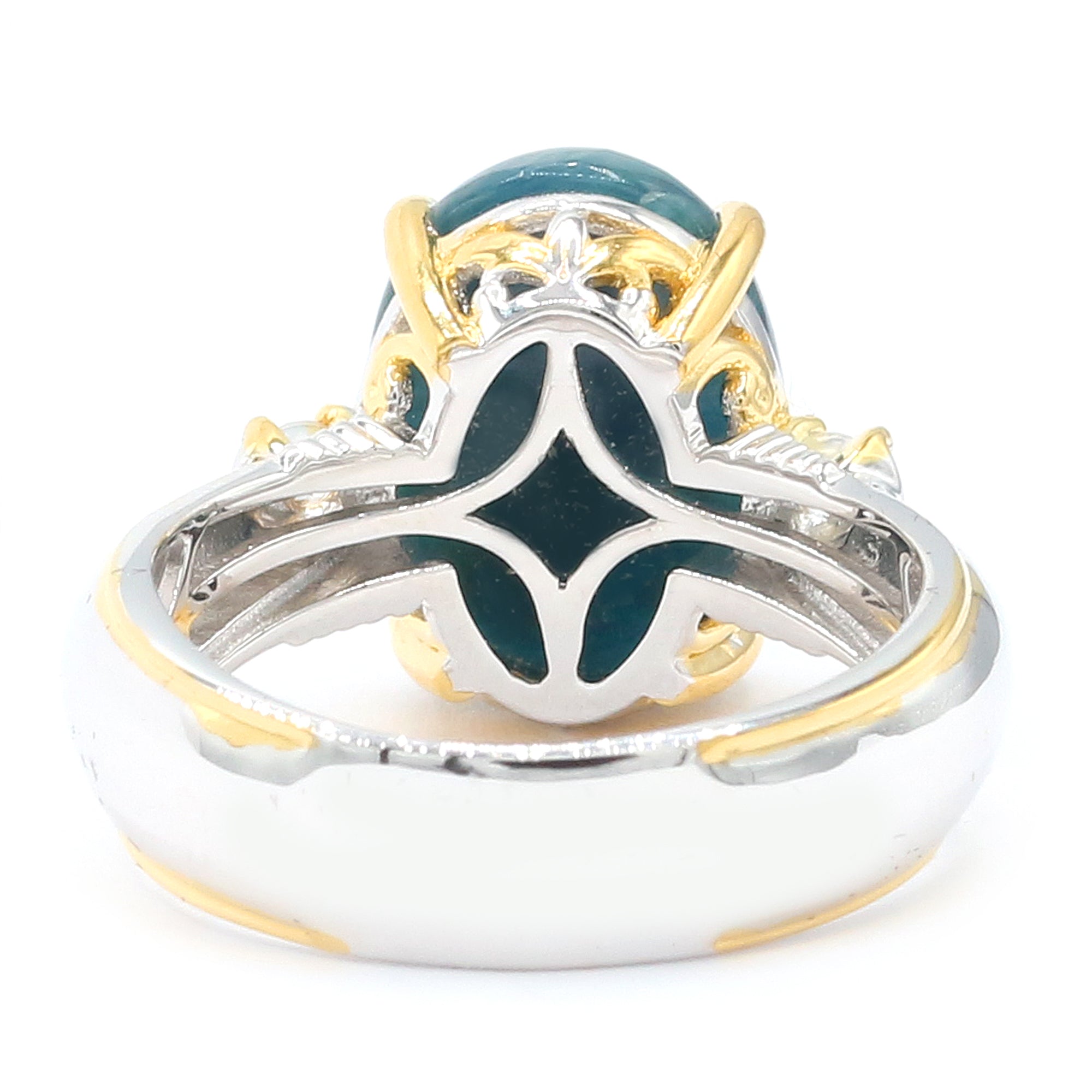 Gems en Vogue 24K Palladium Silver Blue Apatite & White Zircon Ring