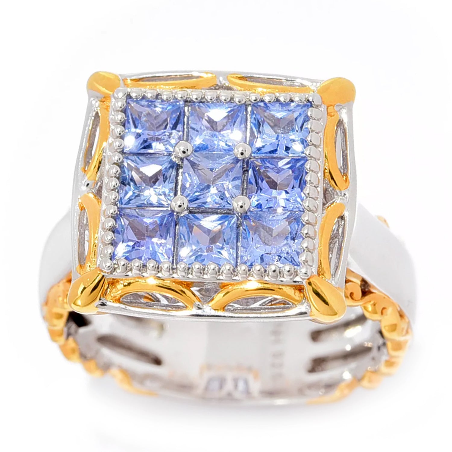 Gems en Vogue 0.96ctw Tanzanite Square Cluster Ring