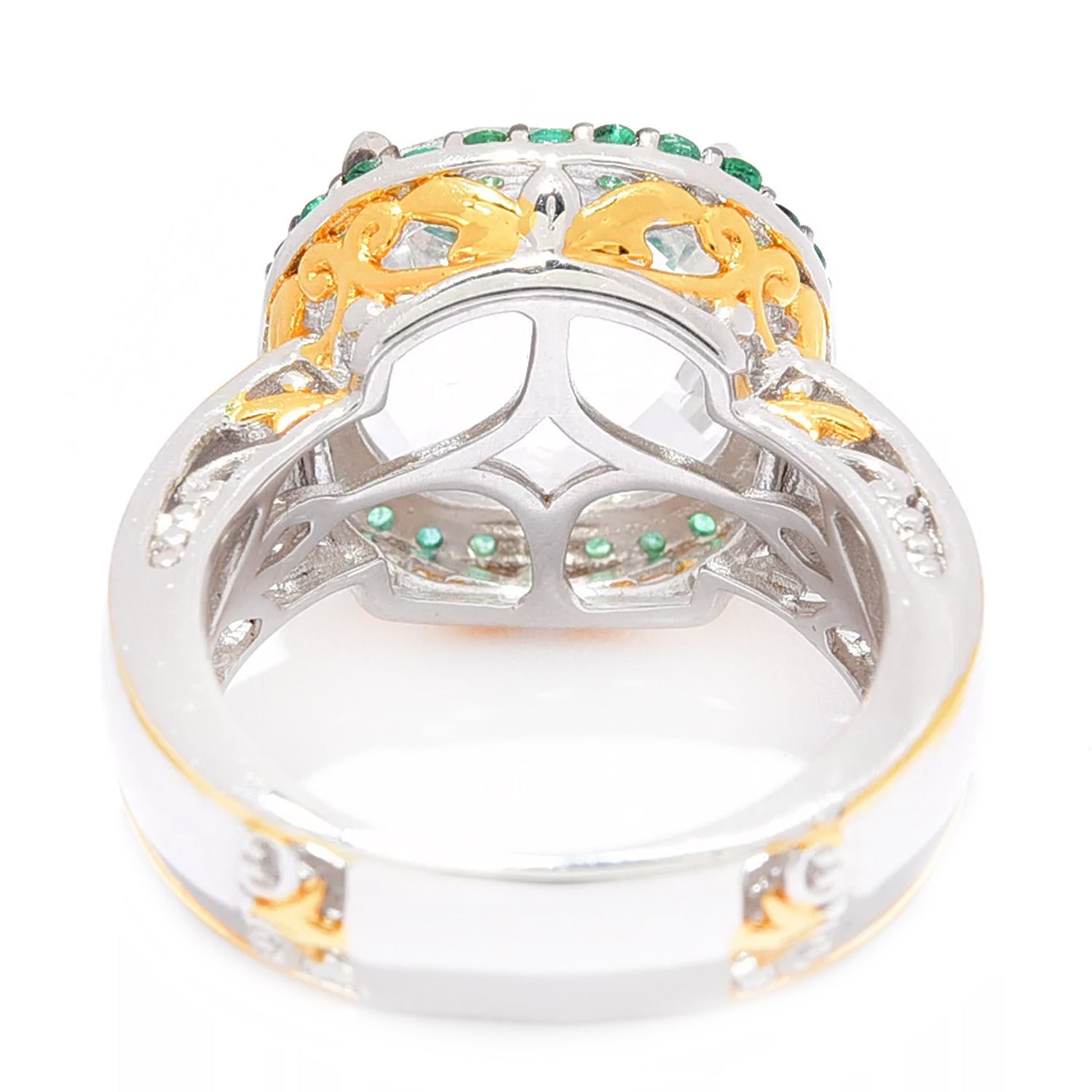 Gems en Vogue 6.80ctw Clear Quartz & Grizzly Emerald Halo Ring