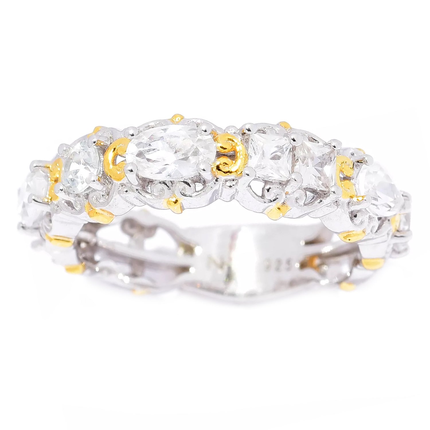 Gems en Vogue 1.90ctw White Zircon Half Band Stack Ring