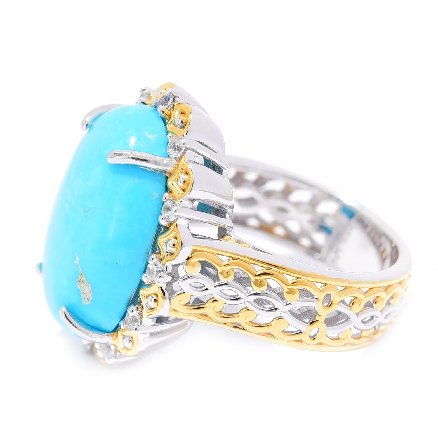 Gems en Vogue Kingman Turquoise & White Zircon Ring