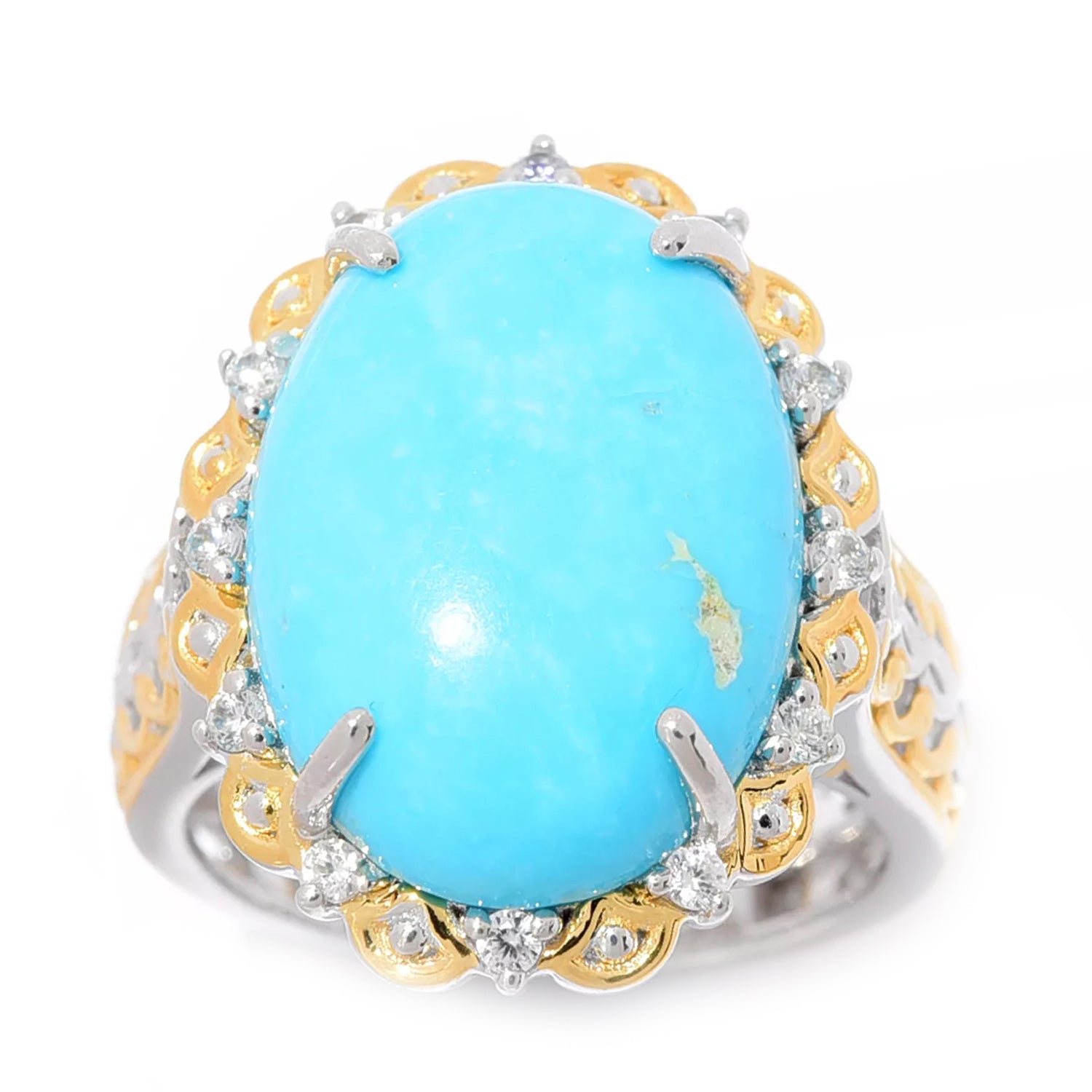 Gems en Vogue Kingman Turquoise & White Zircon Ring