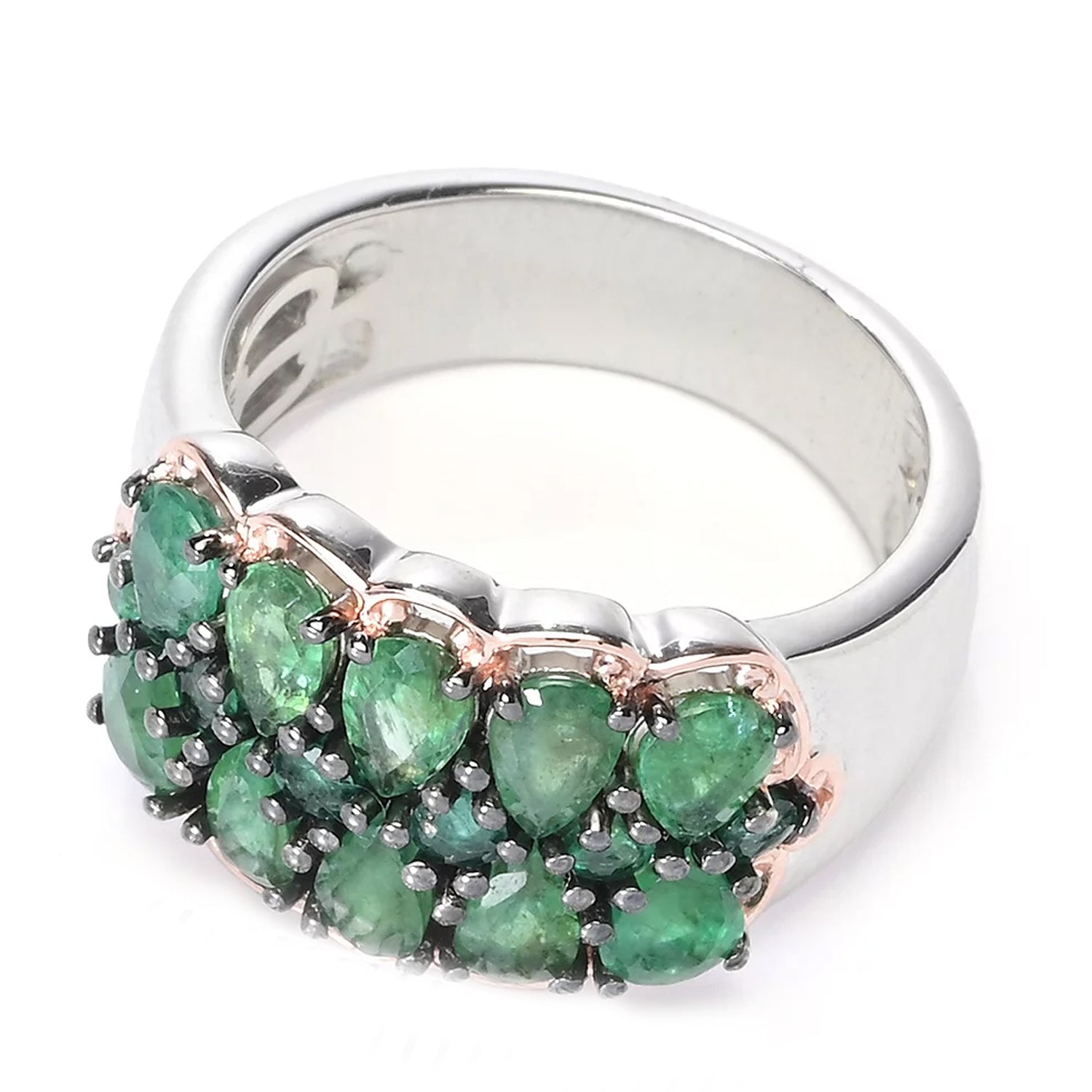 Gems en Vogue 2.28ctw Pear & Round Grizzly Emerald Cluster Ring