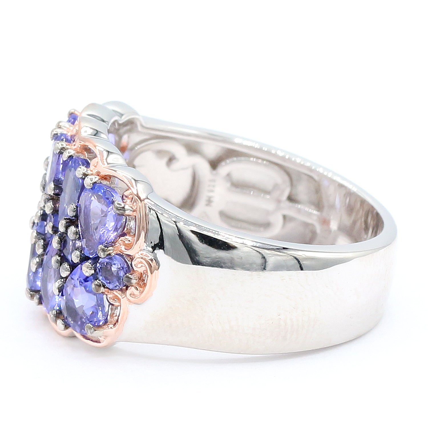 Gems en Vogue 2.21ctw Pear & Round Tanzanite Cluster Ring