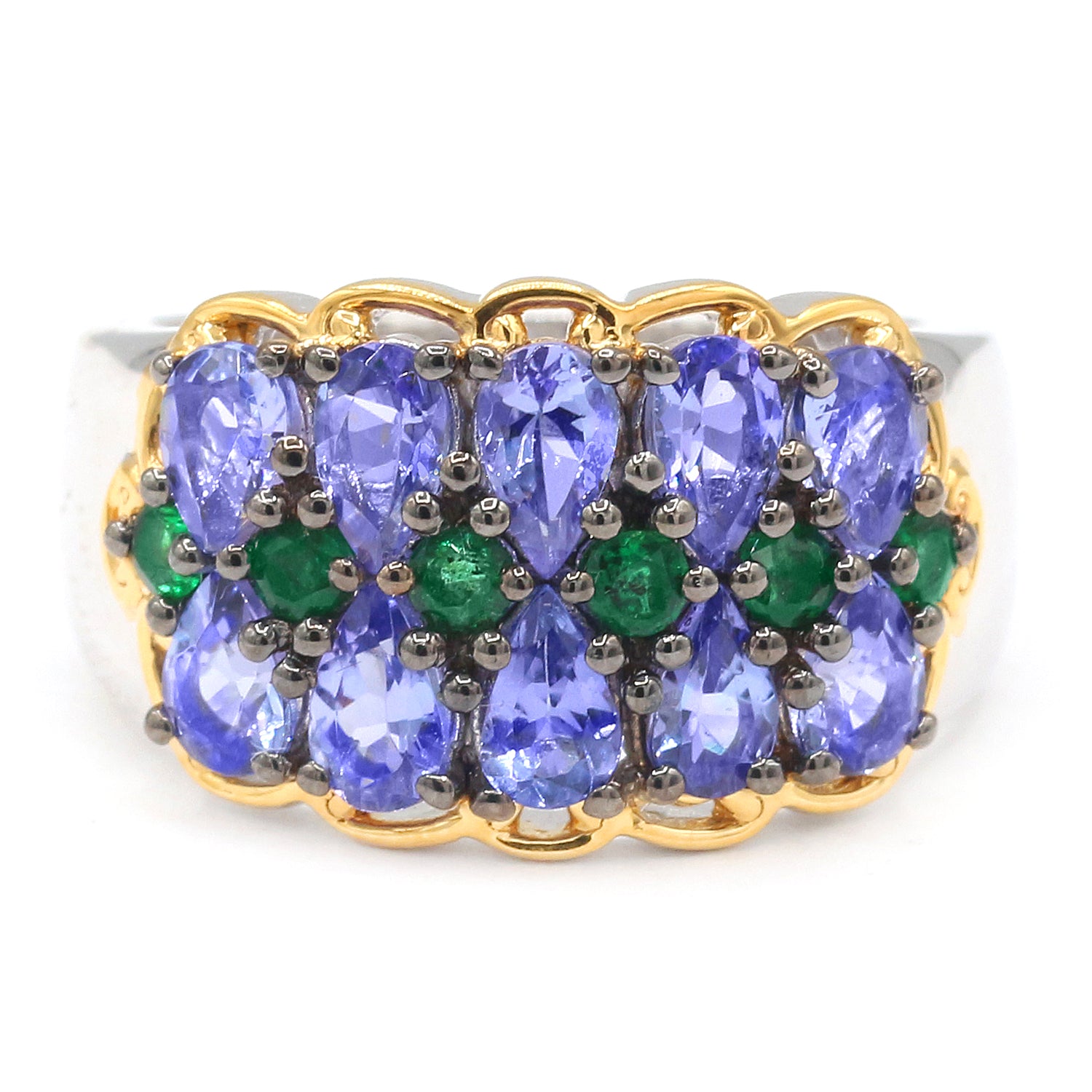 Gems en Vogue 2.32ctw Tanzanite & Emerald Ring