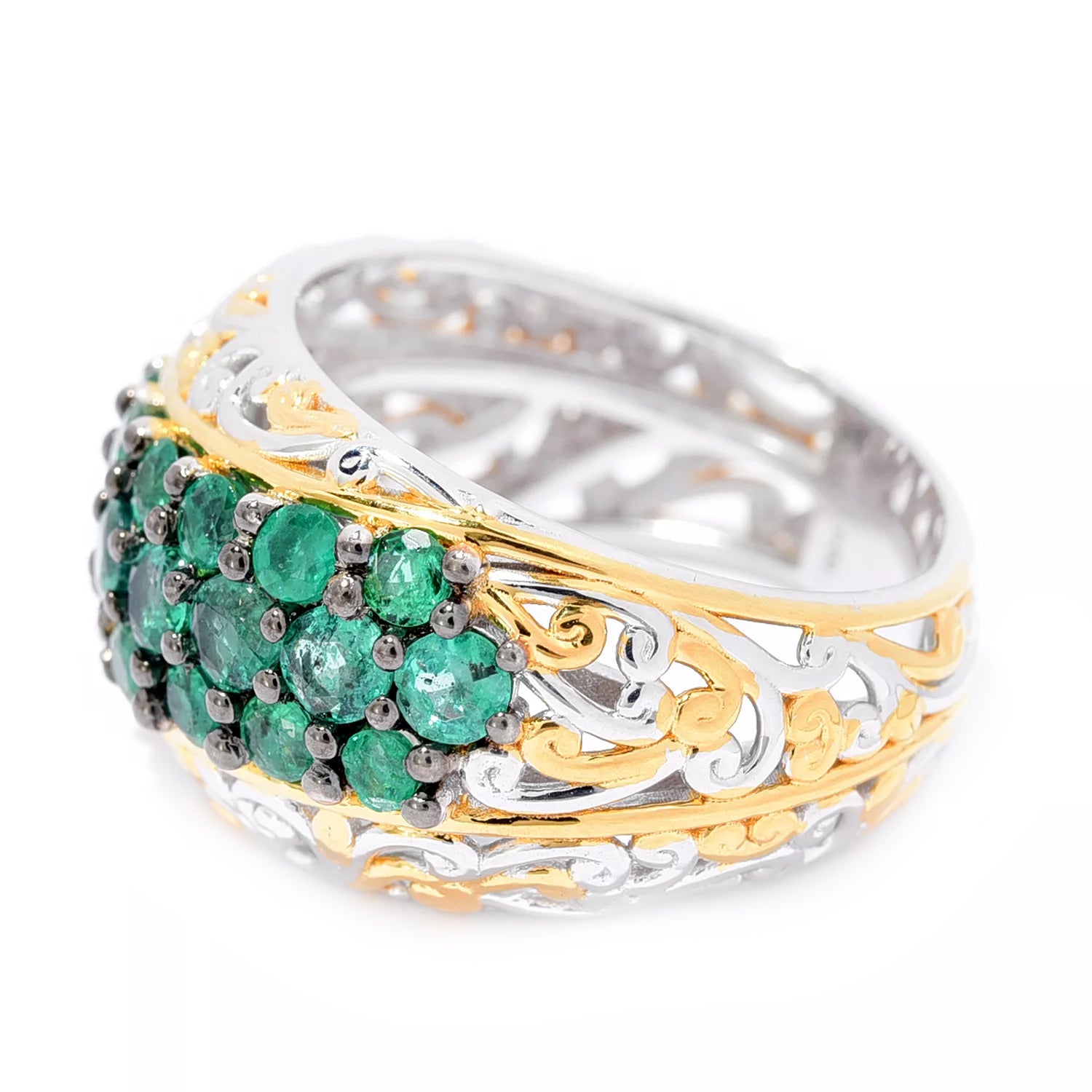 Gems en Vogue 1.63ctw Grizzly Emerald Filigree Ring