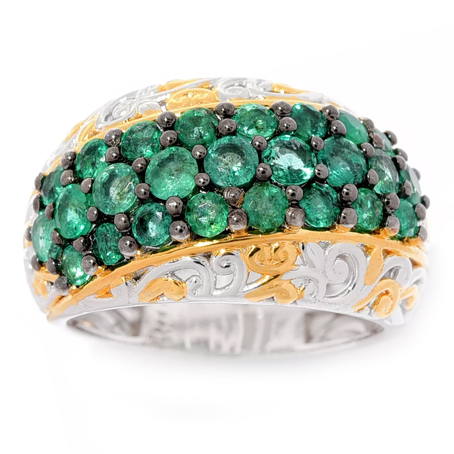 Gems en Vogue 1.63ctw Grizzly Emerald Filigree Ring