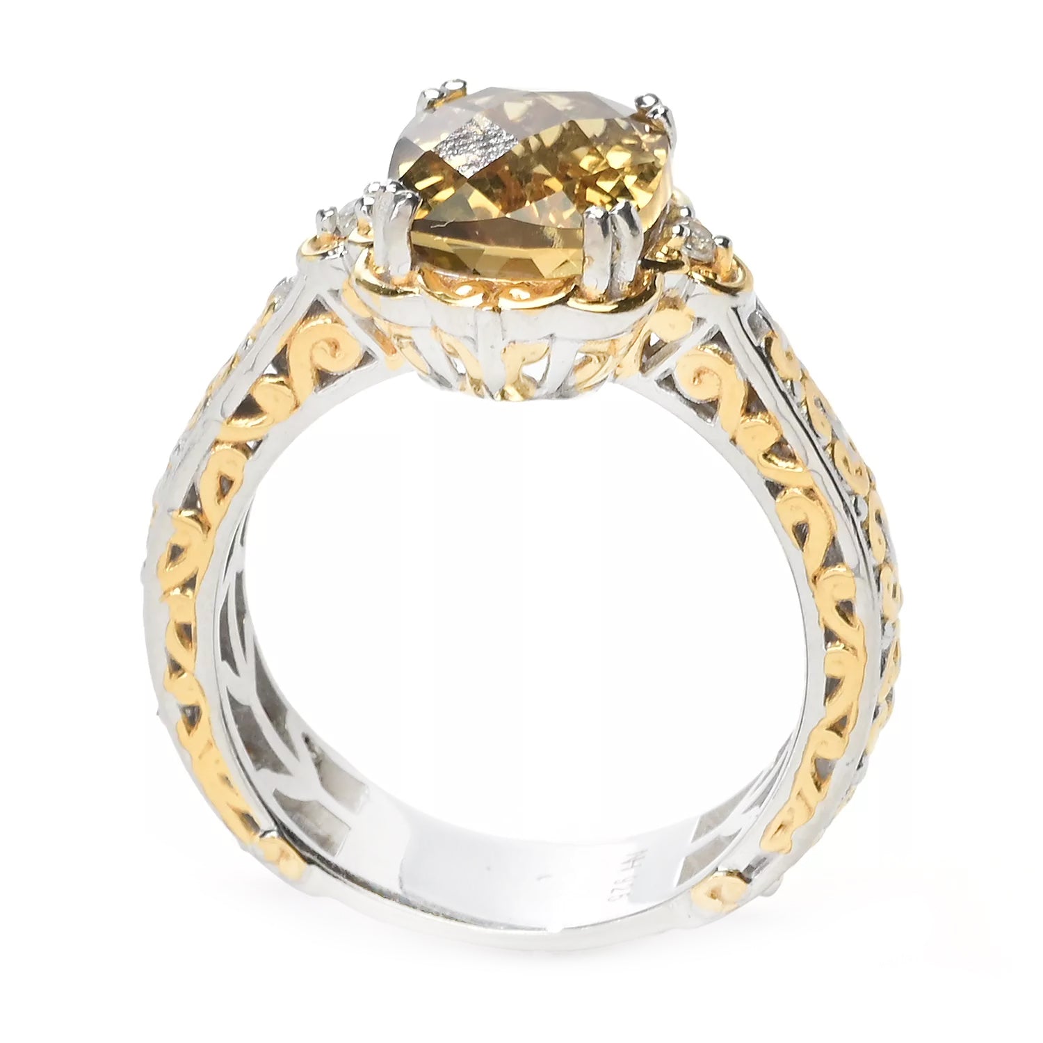 Gems en Vogue 2.56ctw Canary Citrine & White Zircon Ring