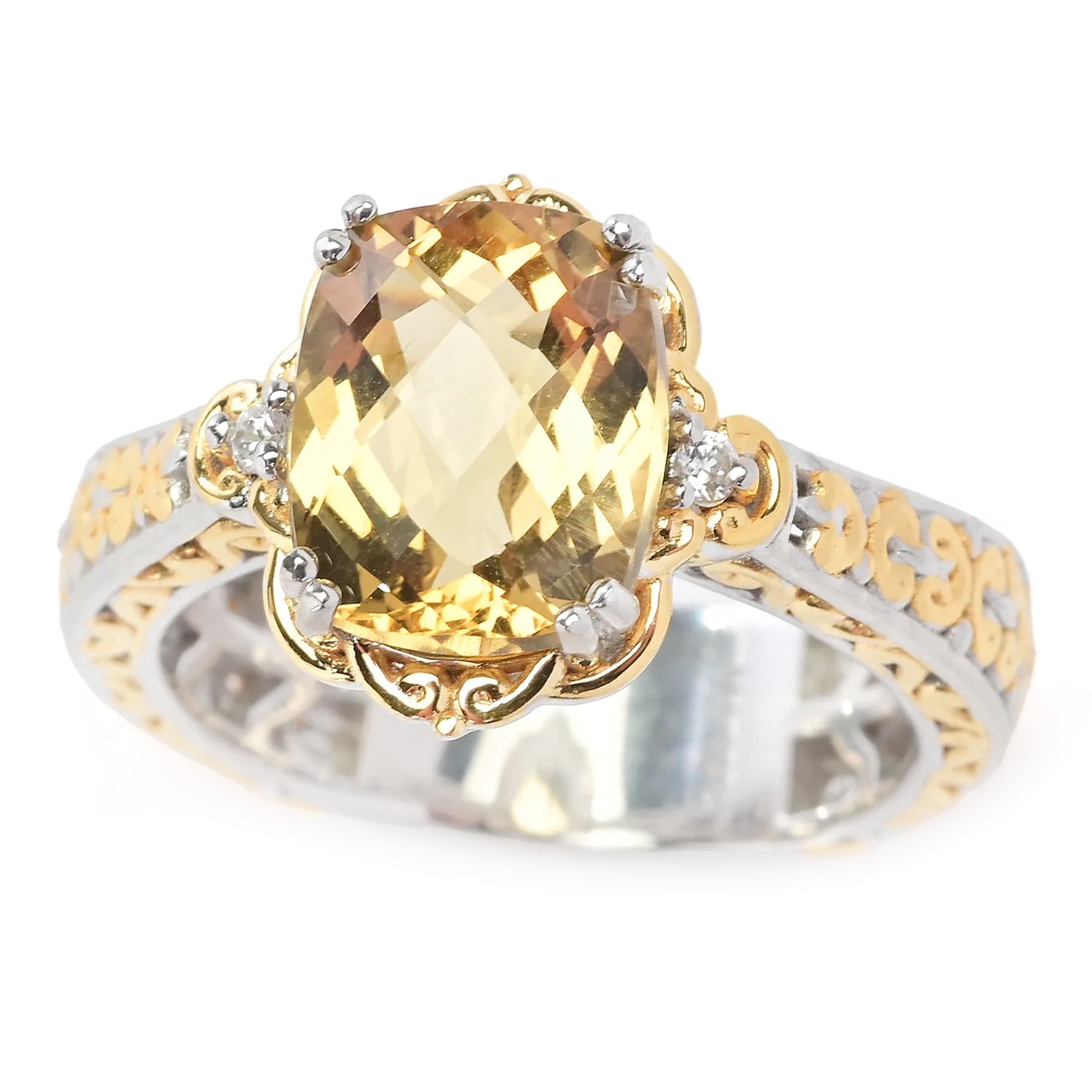 Gems en Vogue 2.56ctw Canary Citrine & White Zircon Ring