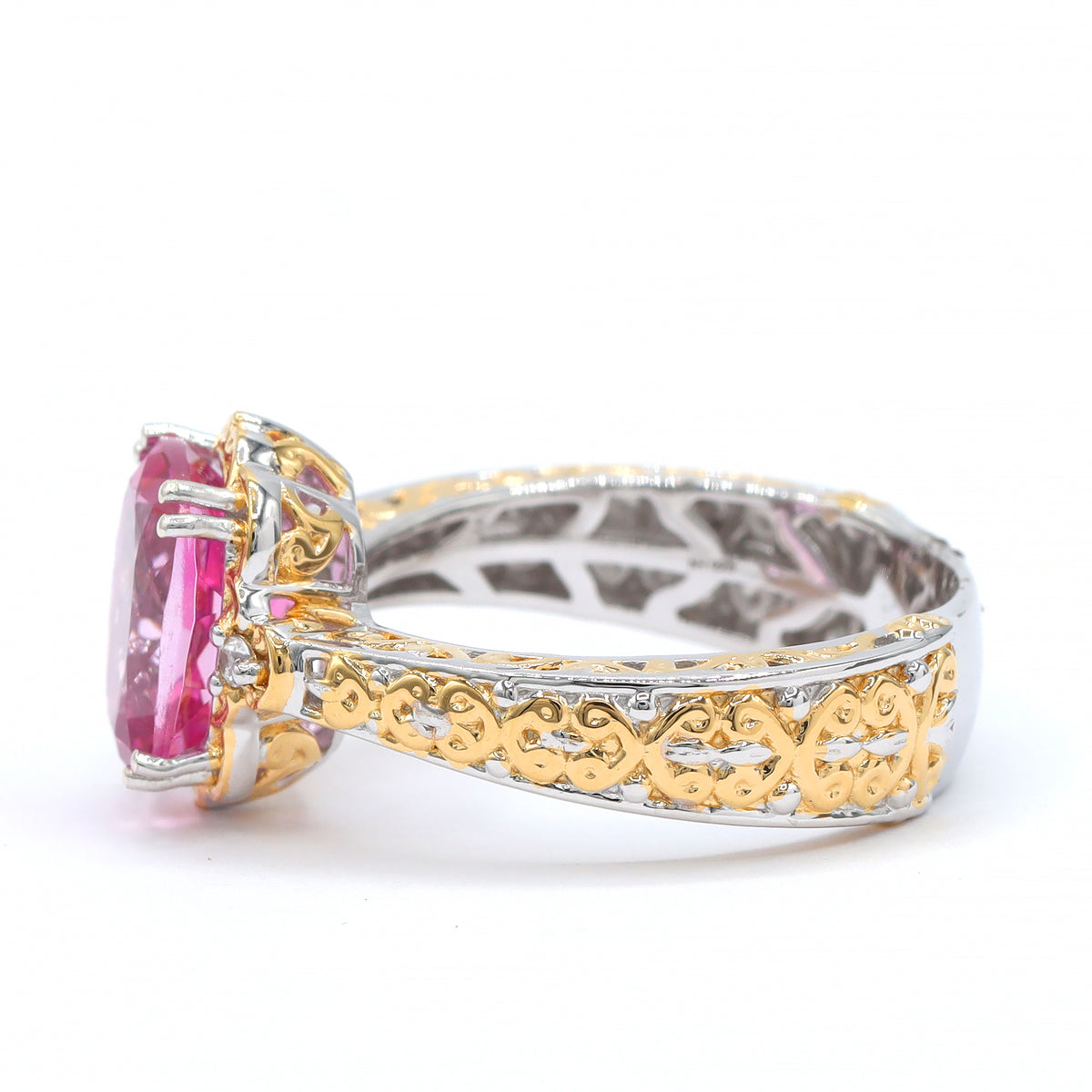 Gems en Vogue One-of-a-Kind 24K Palladium Silver 3.66ctw Pink Topaz & White Zircon Ring