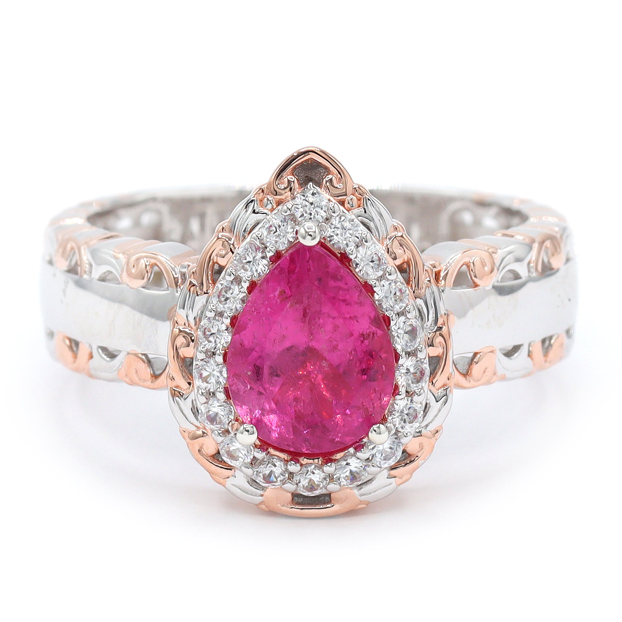 Bague à halo en aigue-marine de Tanzanie et zircon blanc 4,06 carats en argent et palladium 24K, pièce unique Couture Gems