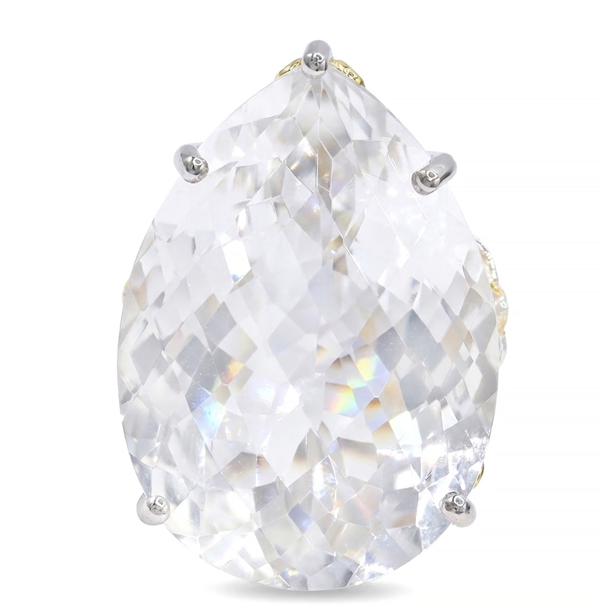Bague à honker Gems en Vogue en quartz clair et émeraude de 70,04 carats