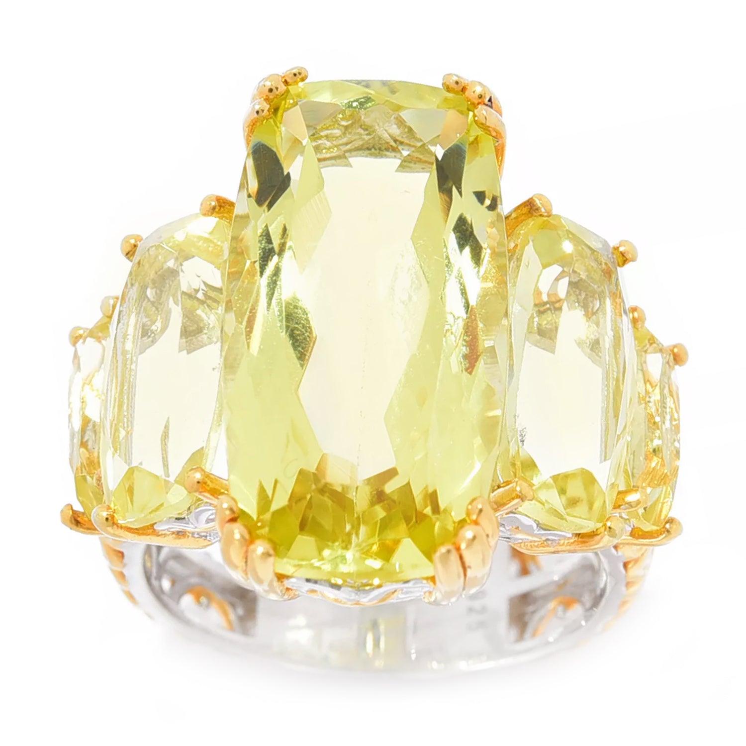 Gems en Vogue 14.95ctw Ouro Verde Five Stone Ring