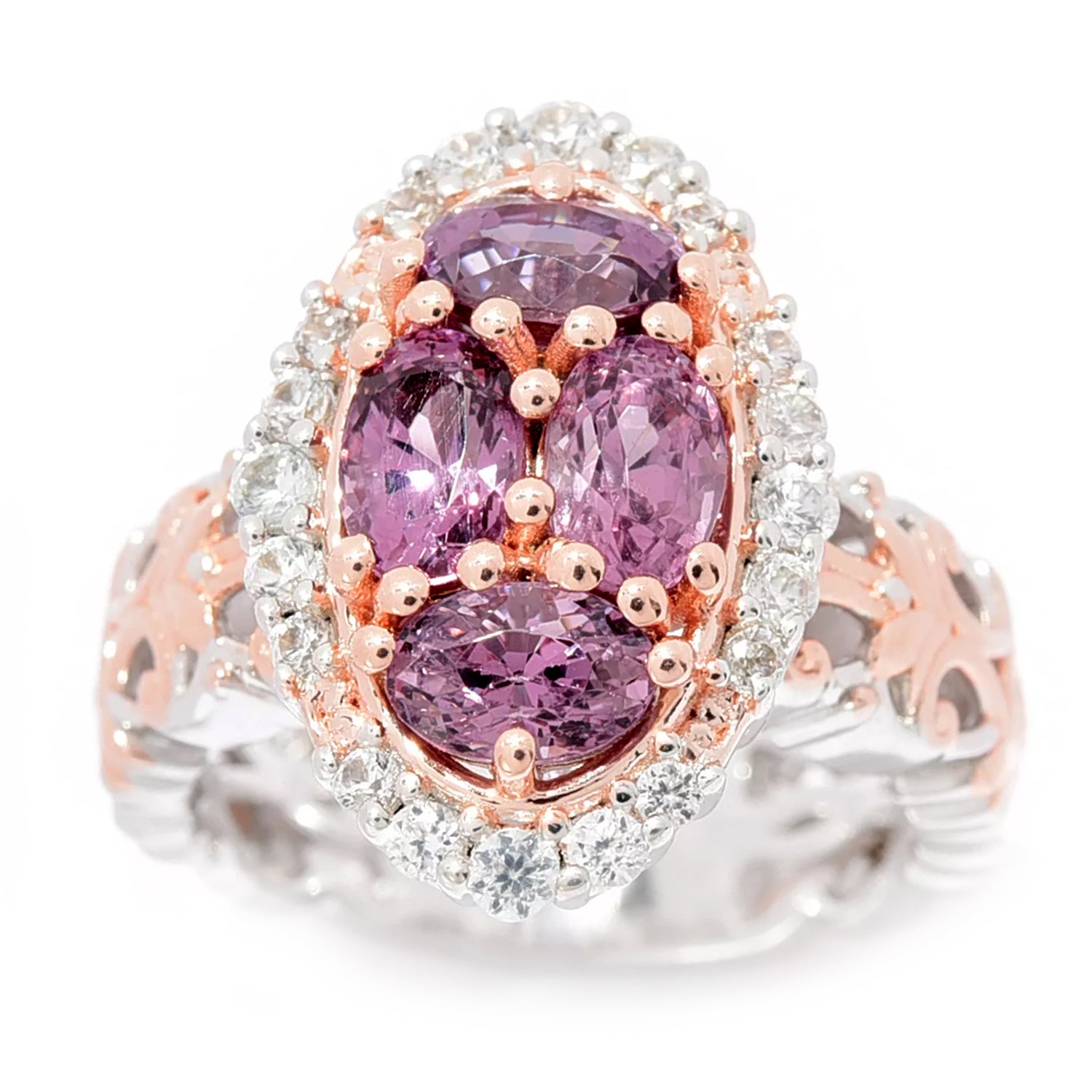 Gems en Vogue 2.88ctw Purple Spinel & White Zircon Ring