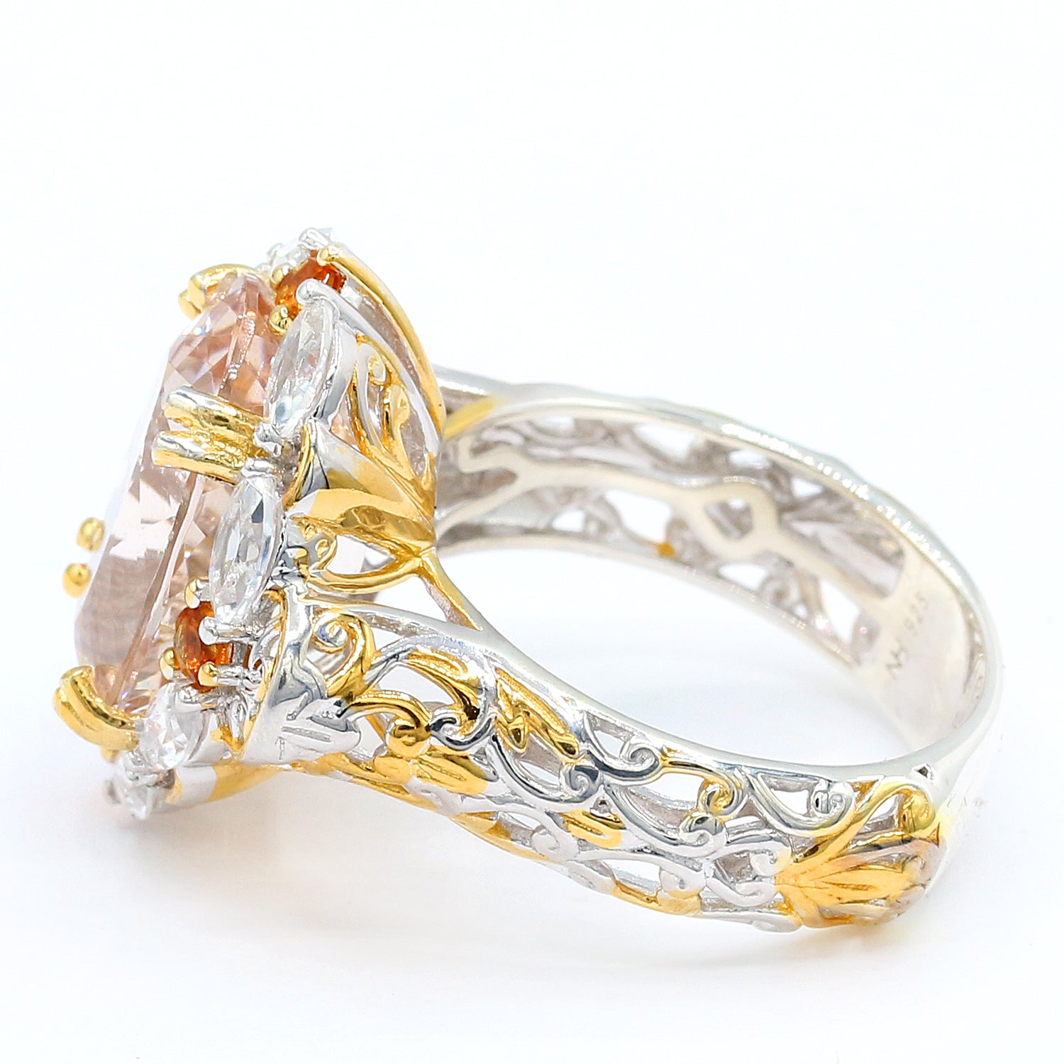 Gems en Vogue 9.24ctw Morganite, Yellow Citrine & White Zircon Ring