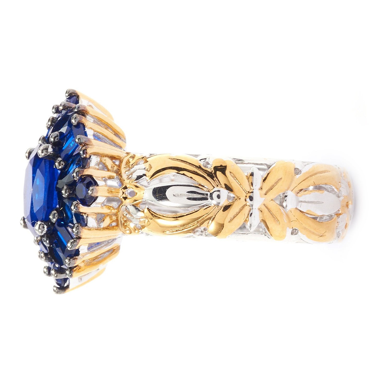 Gems en Vogue 1.86ctw Multi Shape Cobalt Blue Spinel Ring