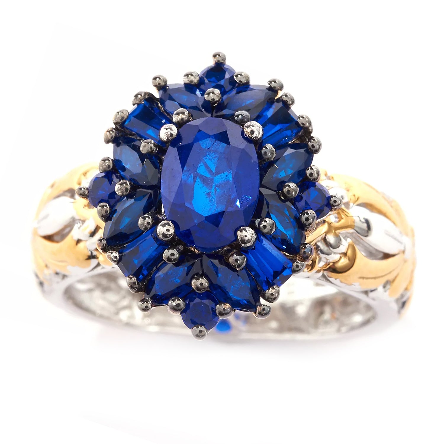 Gems en Vogue 1.86ctw Multi Shape Cobalt Blue Spinel Ring