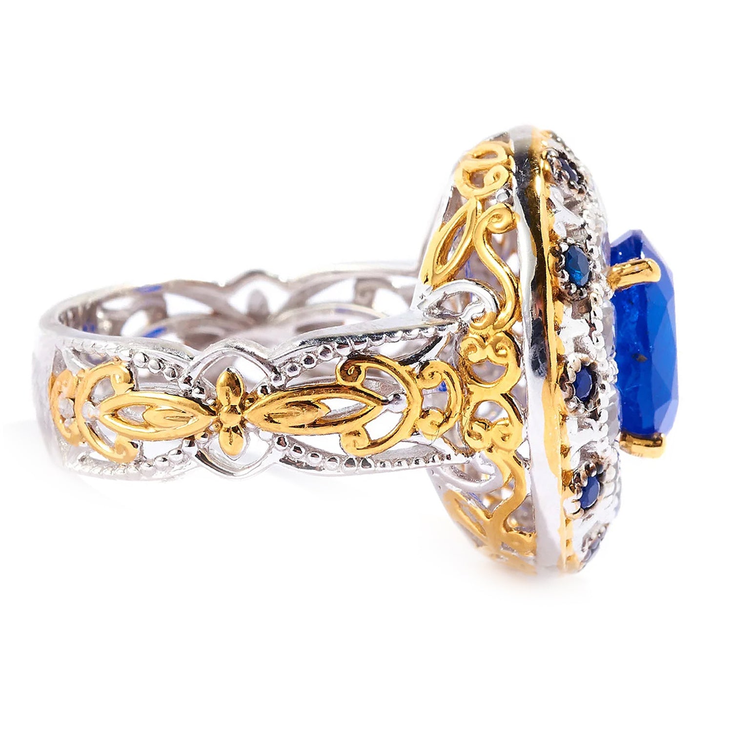 Gems en Vogue 5.03ctw Cobalt Blue Spinel & White Zircon Ring