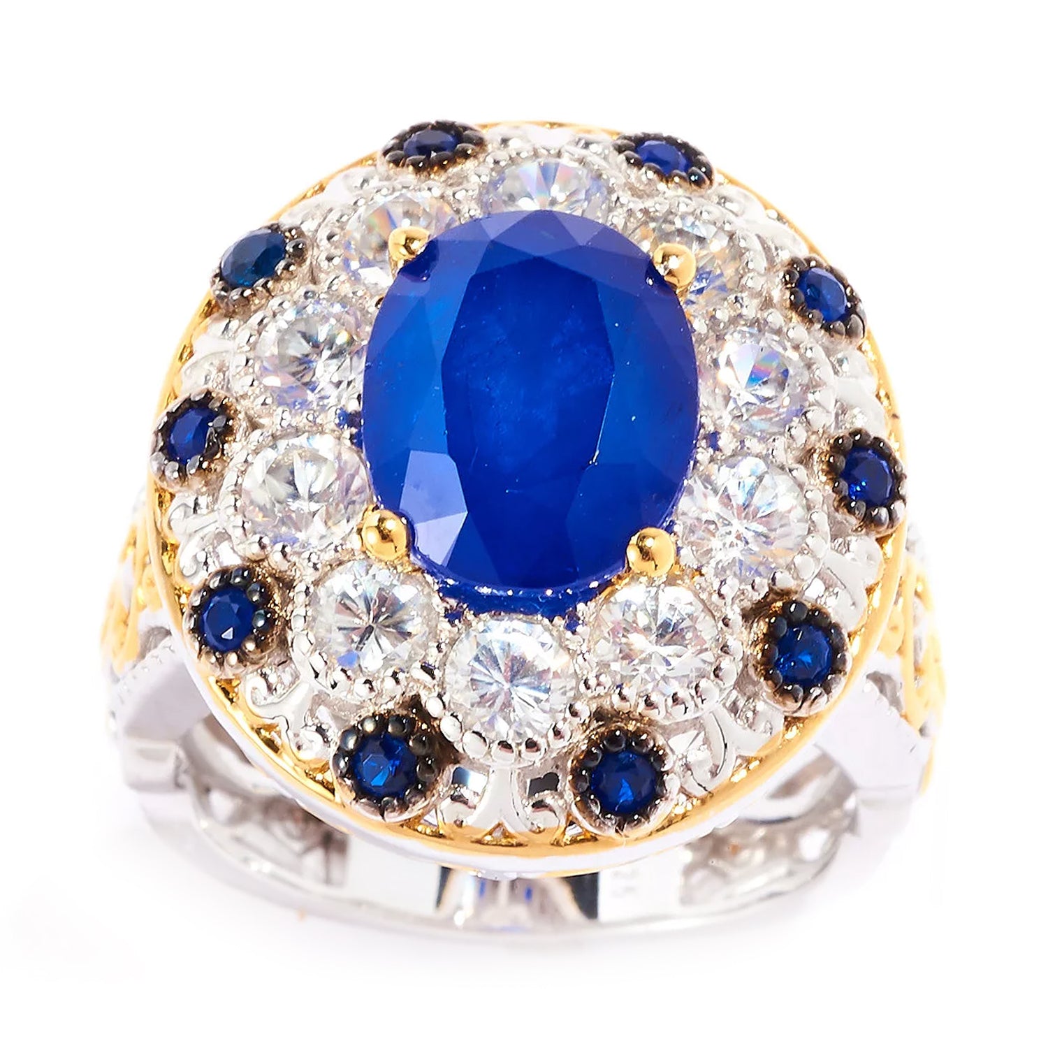 Gems en Vogue 5.03ctw Cobalt Blue Spinel & White Zircon Ring