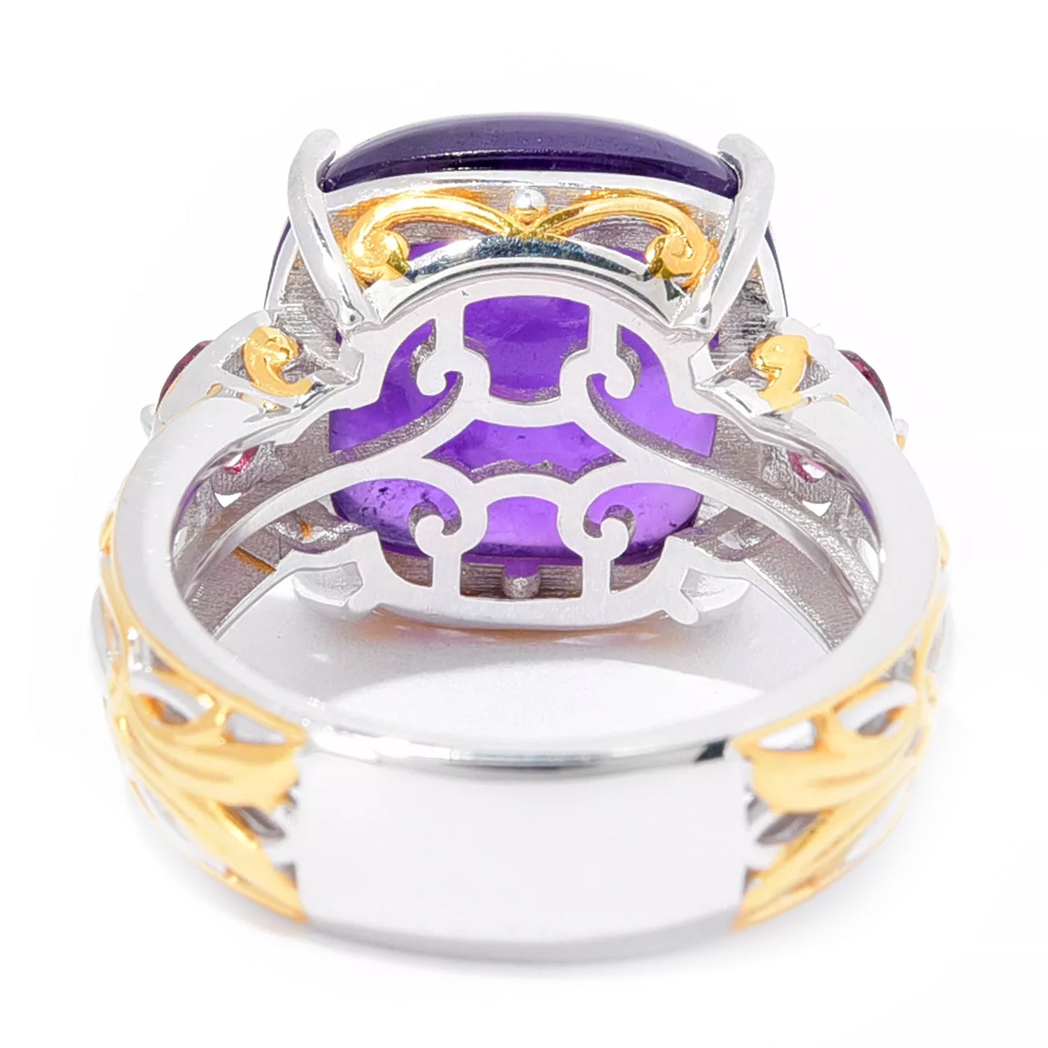 Gems en Vogue Amethyst Cabochon & Rose Garnet Ring