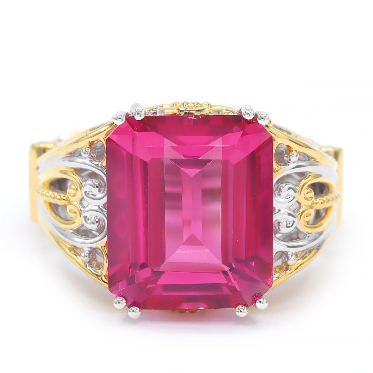 Gems en Vogue One-of-a-Kind 24K Palladium Silver 12.62ctw Pink Topaz & White Zircon Ring