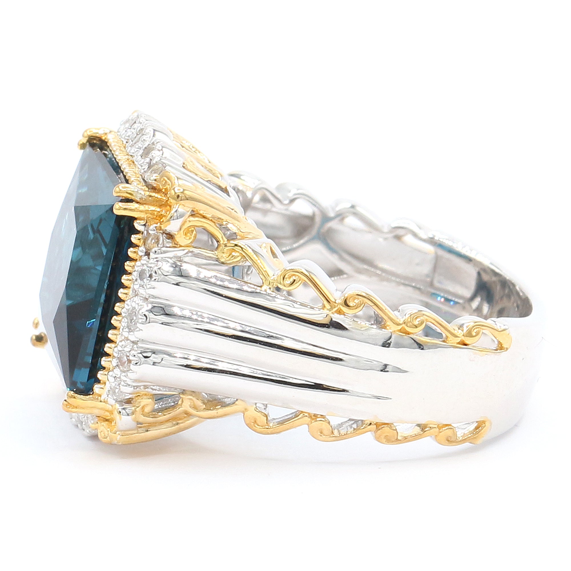 Couture Gems One-of-a-Kind 9.38ctw London Blue Topaz & White Zircon Halo Ring