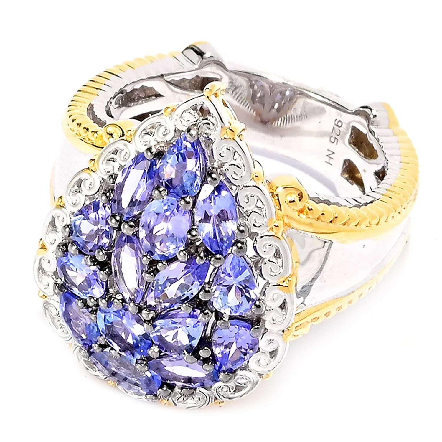 Gems en Vogue 2.24ctw Tanzanite Cluster Pear Shape Ring