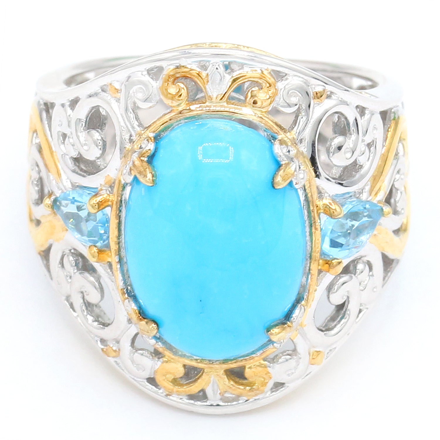 Gems en Vogue Matrix Turquoise & Swiss Blue Topaz Ring