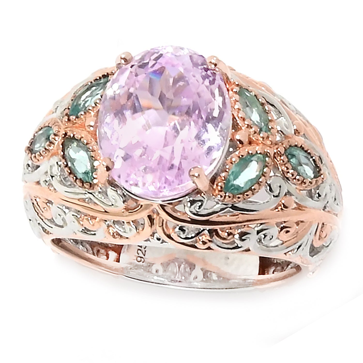 Gems en Vogue 5.41ctw Kunzite & Dauphin Apatite Ring