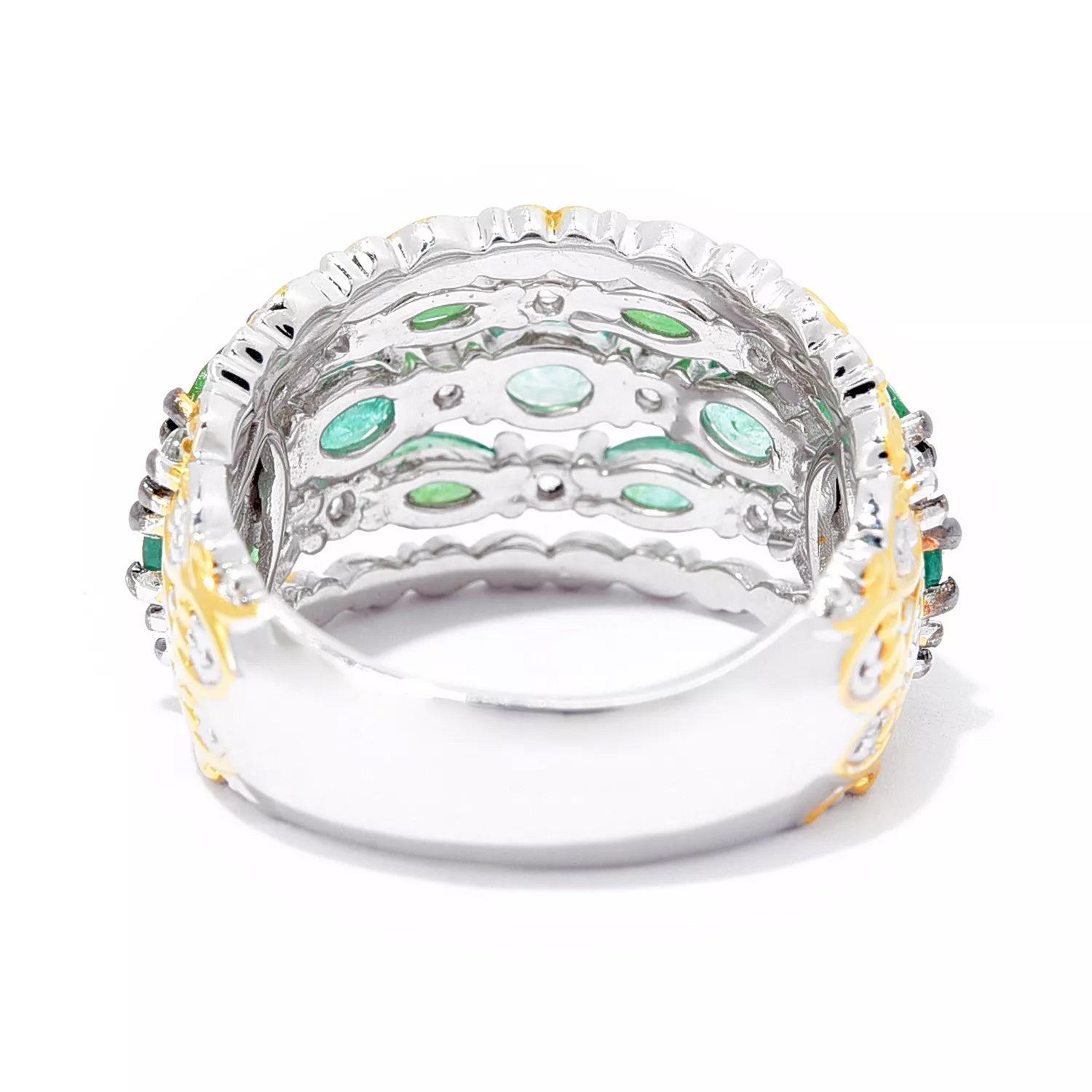 Gems en Vogue 2.73ctw Grizzly Emerald & White Zircon Ring