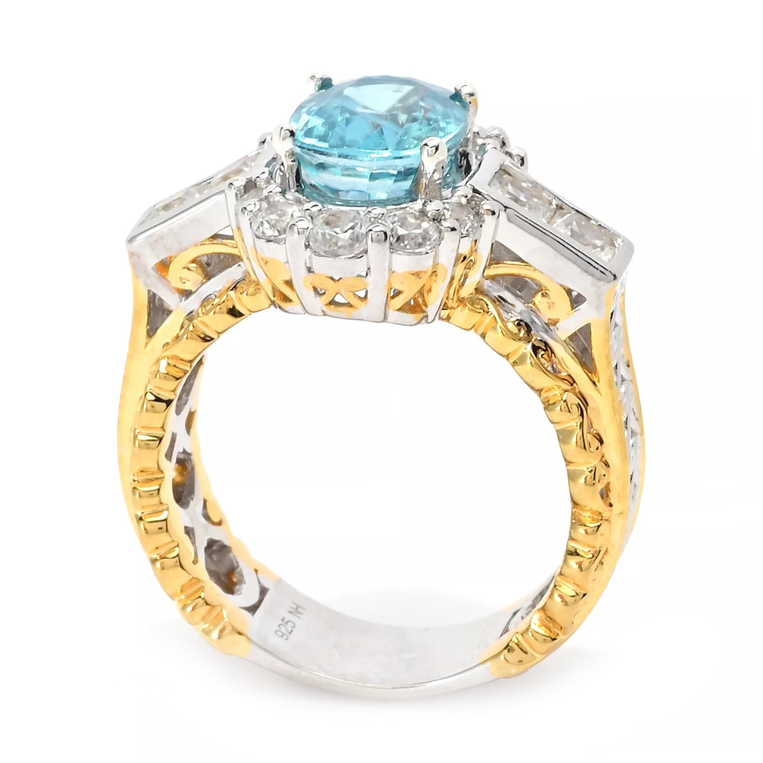 Gems en Vogue 5.19ctw Blue Zircon & White Zircon Ring