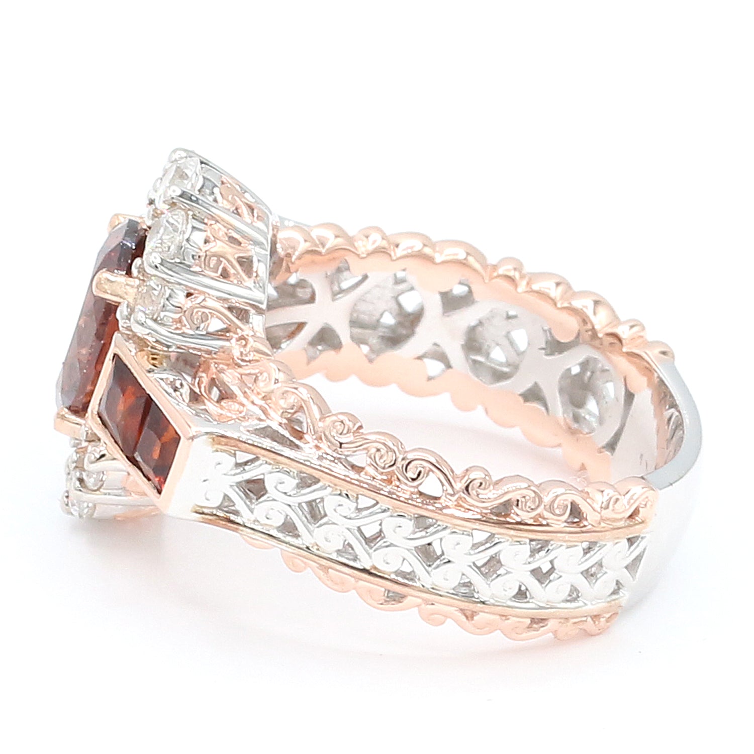 Gems en Vogue 4.62ctw Rose Zircon, Madeira Citrine & White Zircon Ring