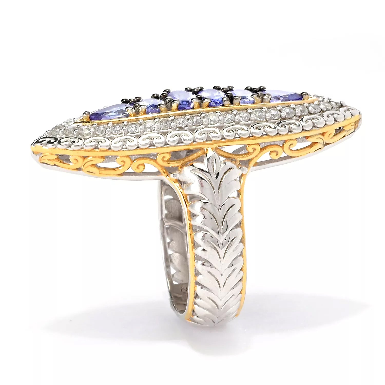 Gems en Vogue 2.50ctw Tanzanite & White Zircon Ring