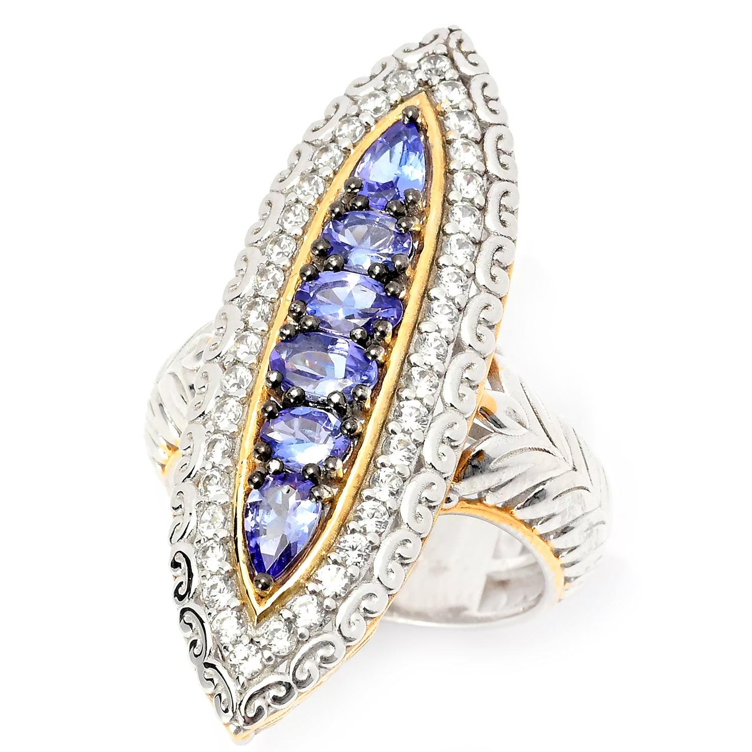 Gems en Vogue 2.50ctw Tanzanite & White Zircon Ring