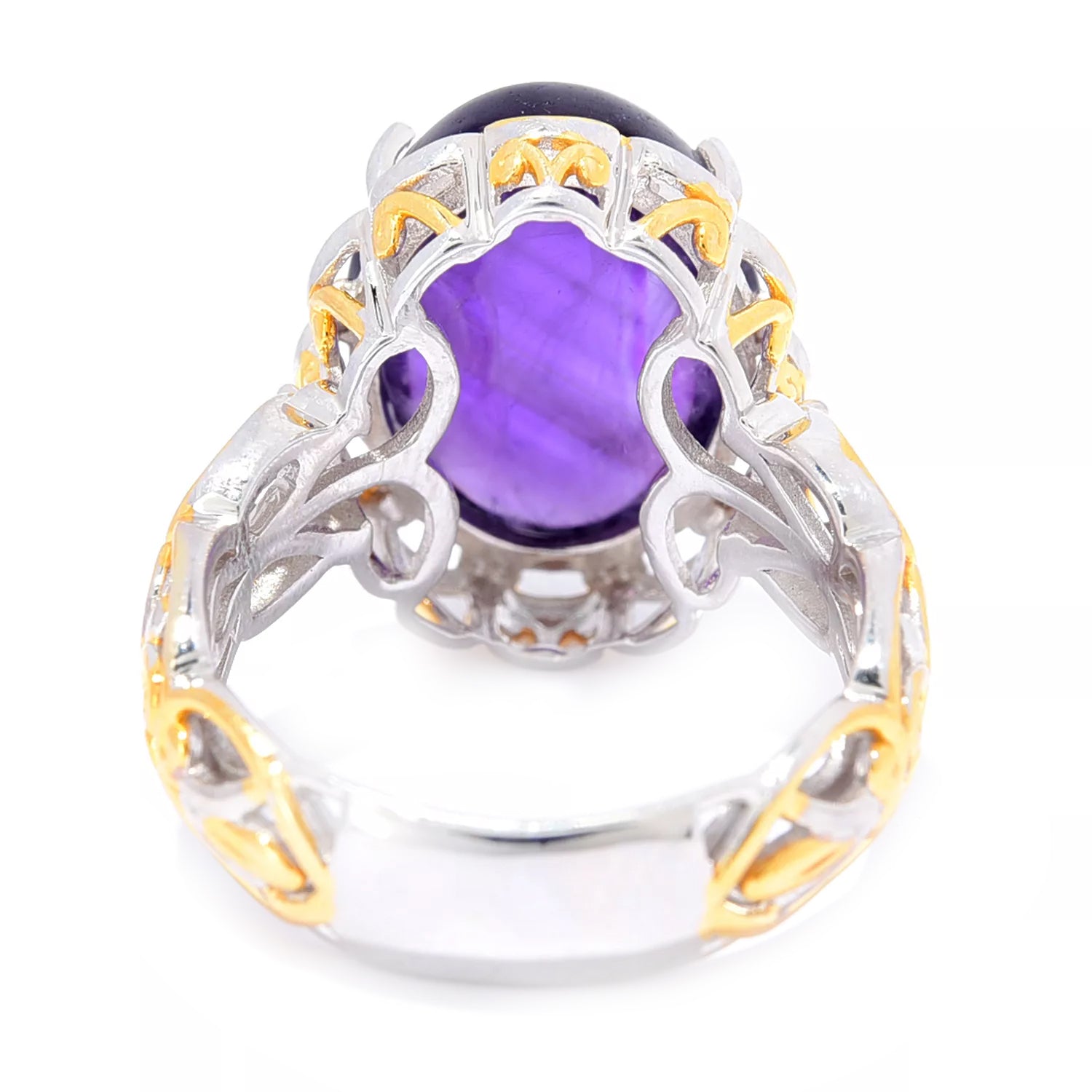 Gems en Vogue African Amethyst Cabochon & White Zircon Ring