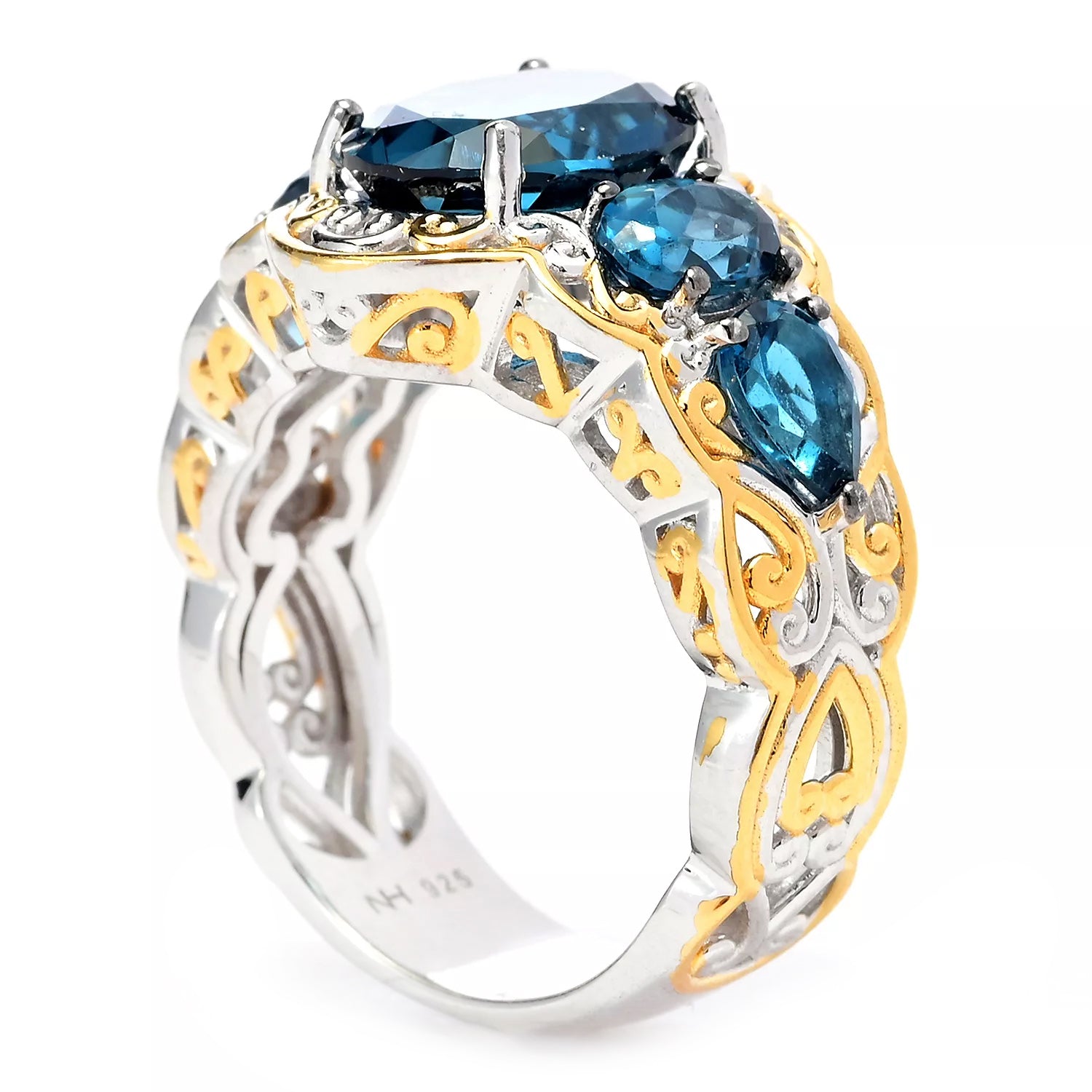 Gems en Vogue 6.76ctw London Blue Topaz Five Stone Ring