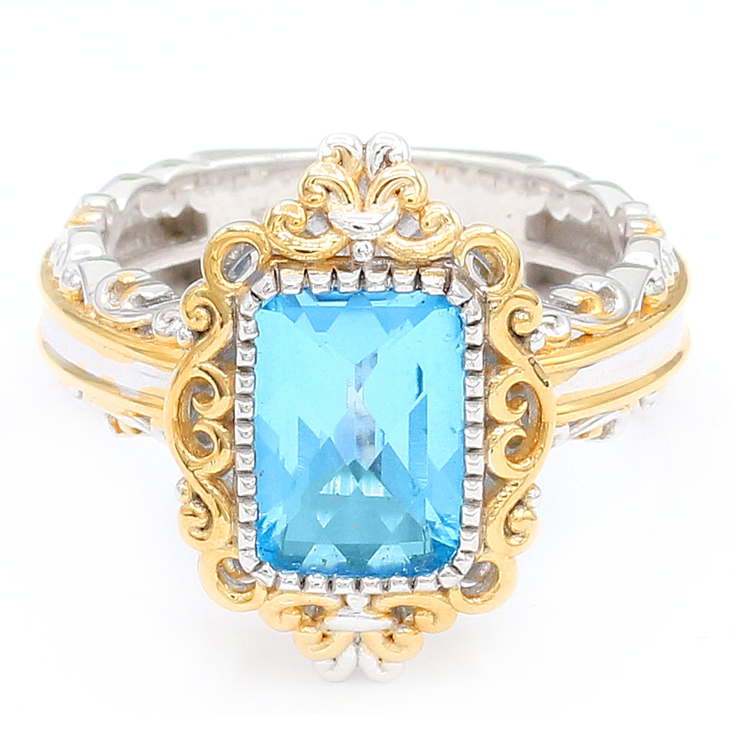 Gems en Vogue 4.25ctw Octagon Cut Swiss Blue Topaz Ring