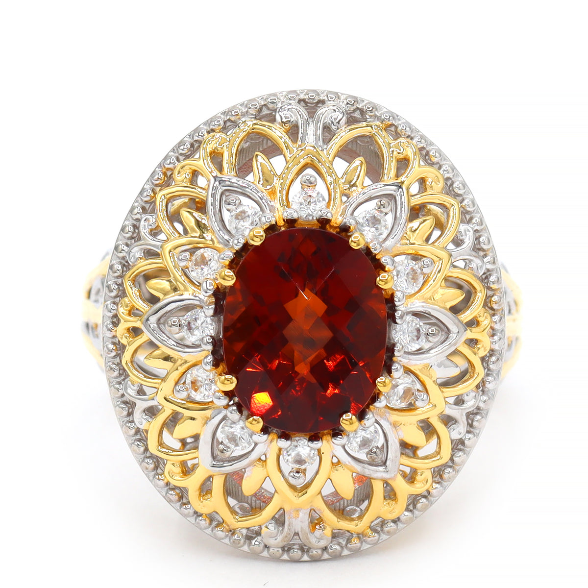 Gems en Vogue 24K Palladium Silver 2.73ctw Madeira Citrine & White Zircon Ring