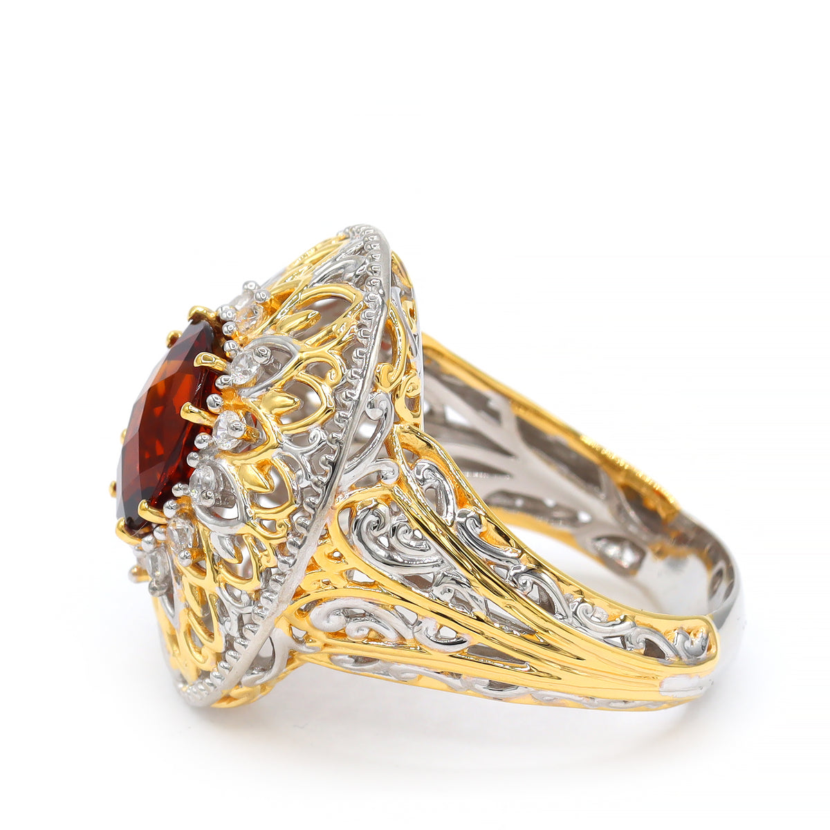Gems en Vogue 24K Palladium Silver 2.73ctw Madeira Citrine & White Zircon Ring