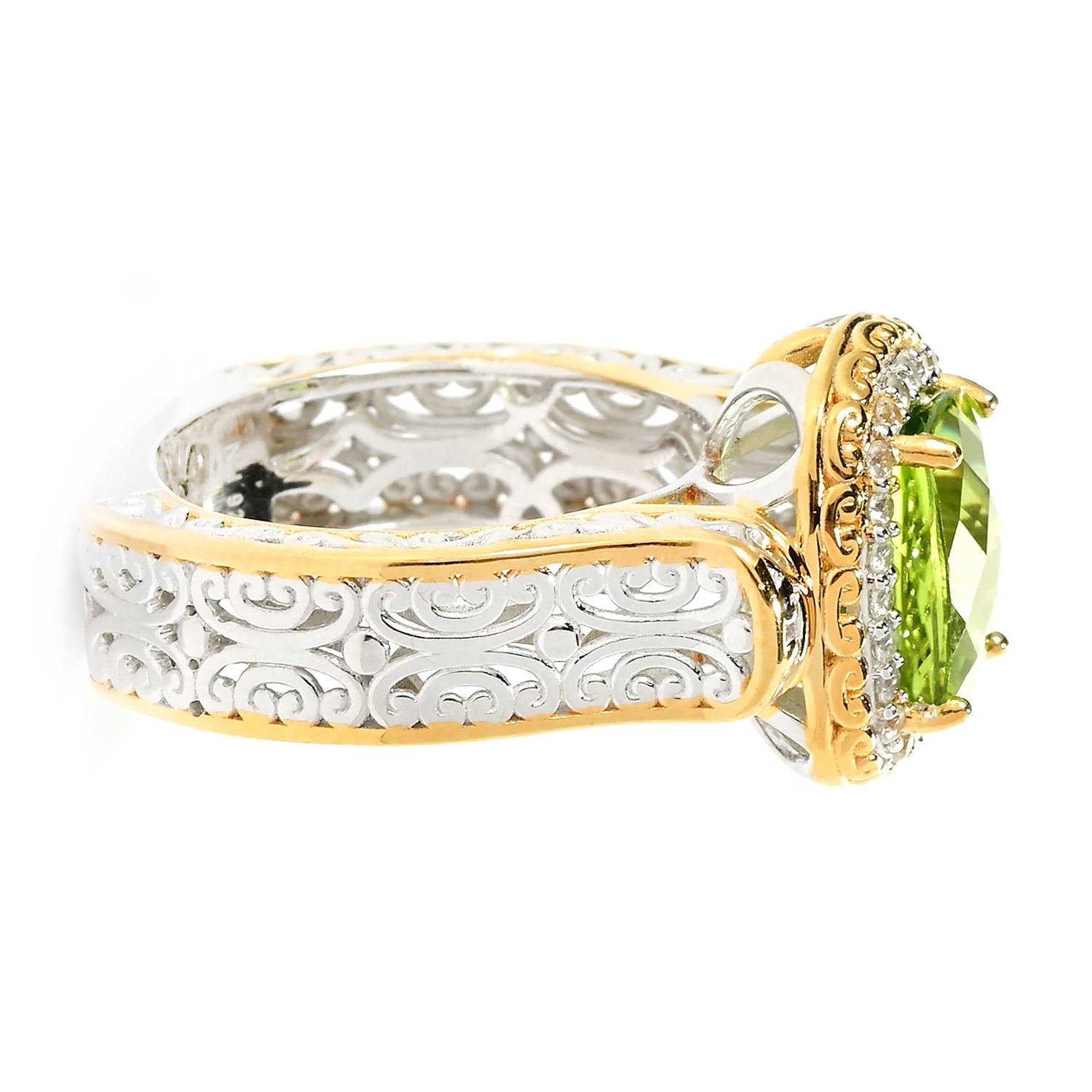 Gems en Vogue 5.86ctw Peridot & White Zircon Ring