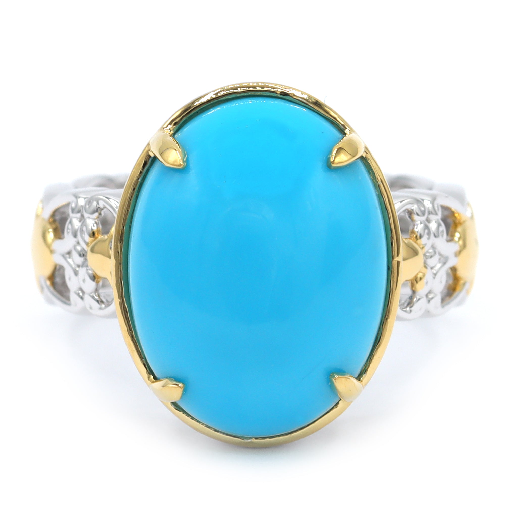 Bague Gems en Vogue en argent plaqué palladium 24 carats, turquoise Sleeping Beauty et saphir bleu