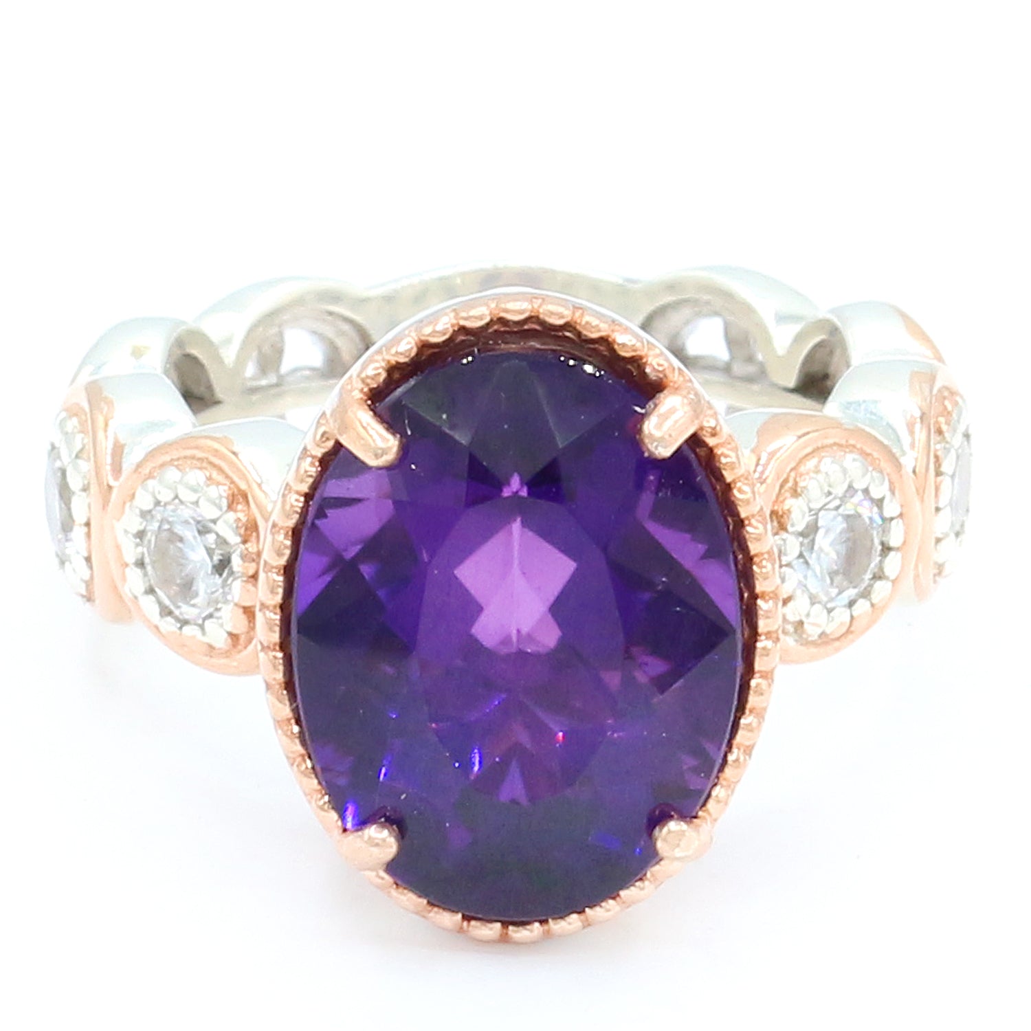 Gems en Vogue One-of-a-kind 5.50ctw Namibian Amethyst & White Zircon Ring