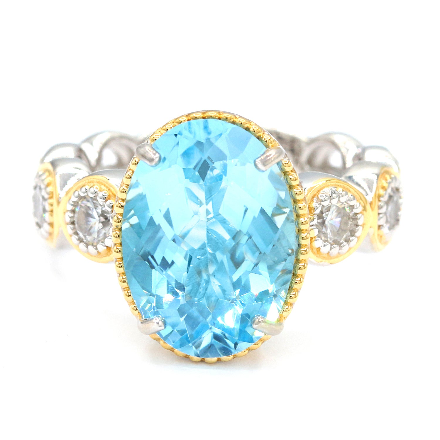 Gems en Vogue 8.18ctw Blue Topaz & White Zircon Ring