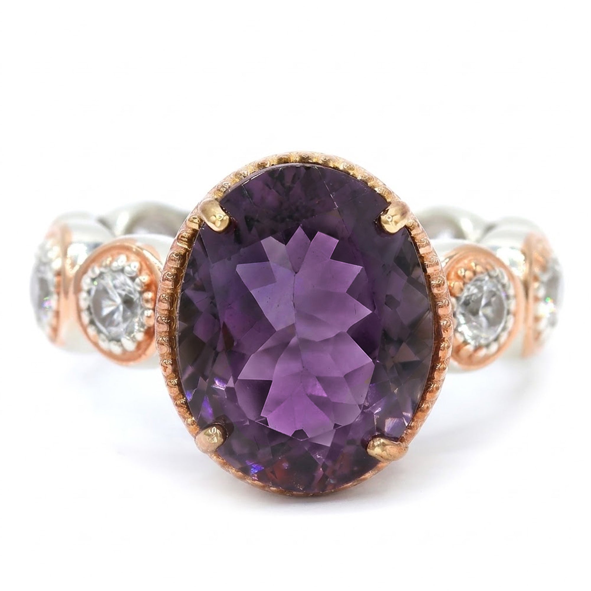 Couture Gems One-of-a-Kind 18K Palladium Silver 6.46ctw Tri-Color Tourmaline & White Zircon Ring