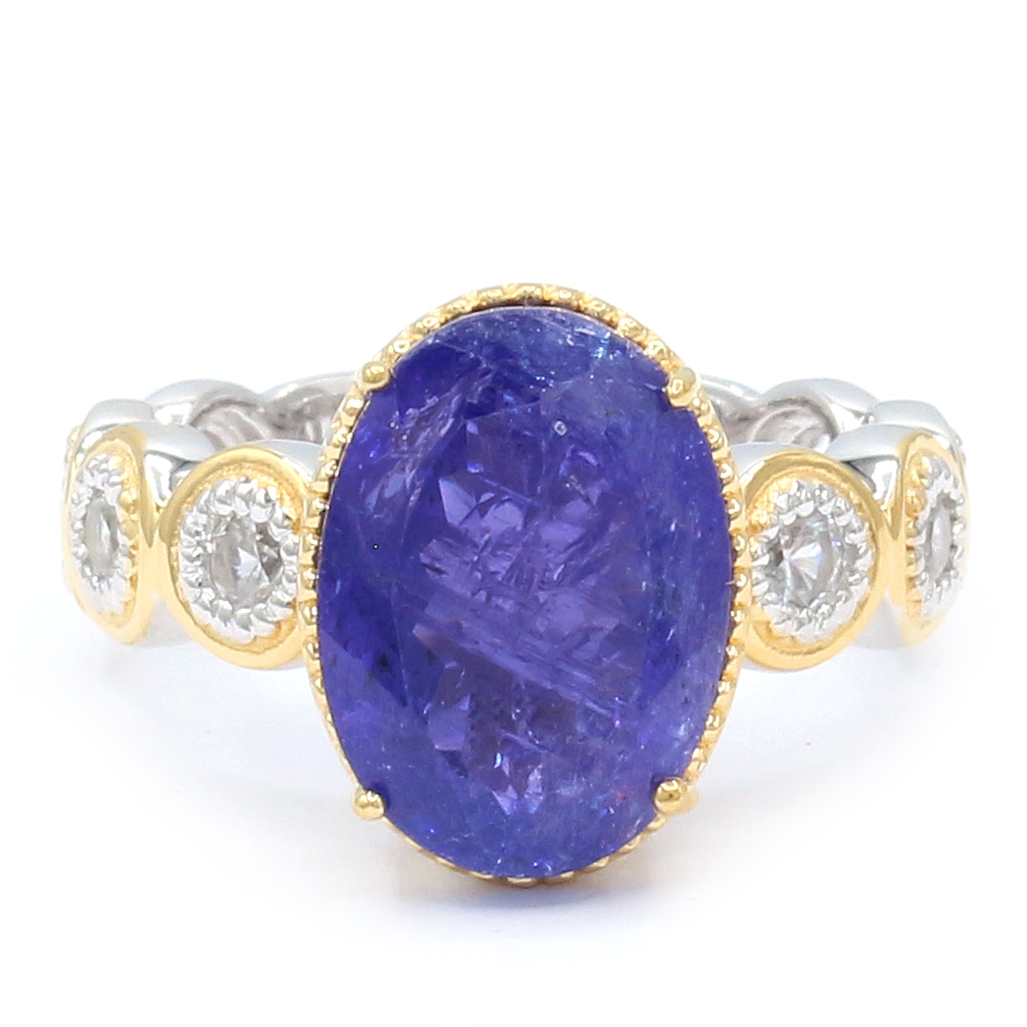 Couture Gems One-of-a-Kind 24K Palladium Silver 8.86ctw Tanzanite & White Zircon Ring